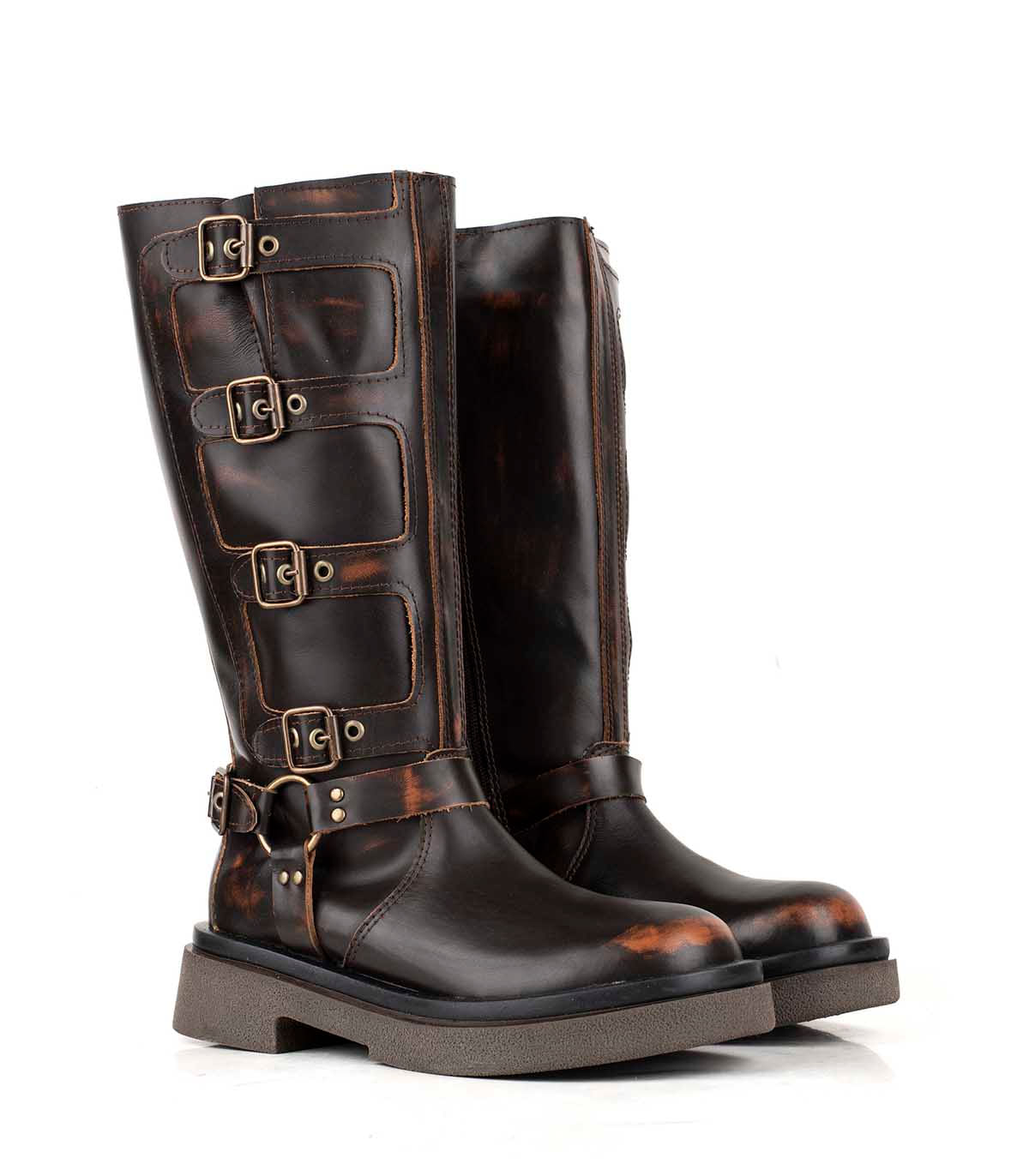 Botas altas moteras de cuero vintage — imagen 2