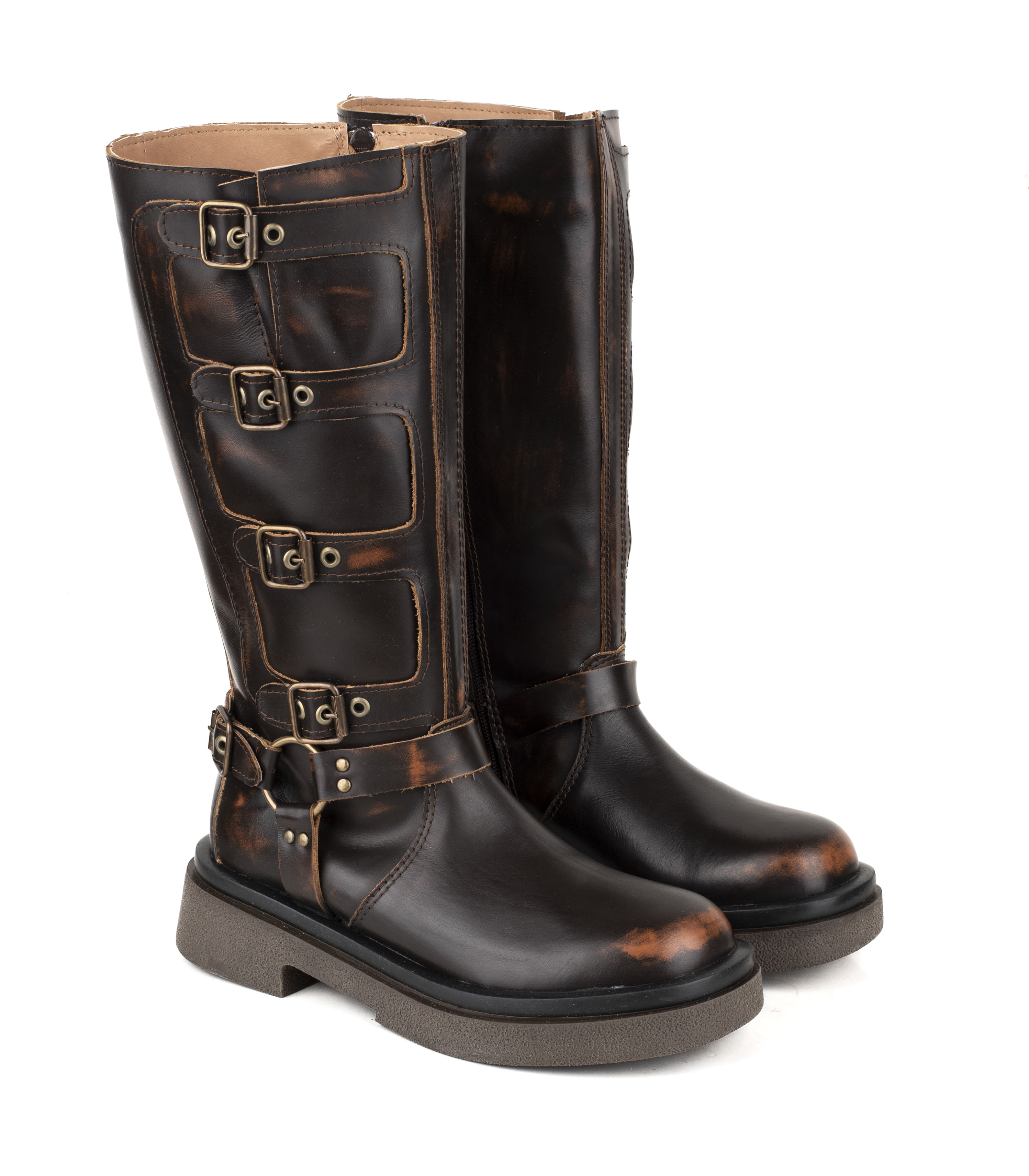 Botas altas moteras de cuero vintage — imagen 4