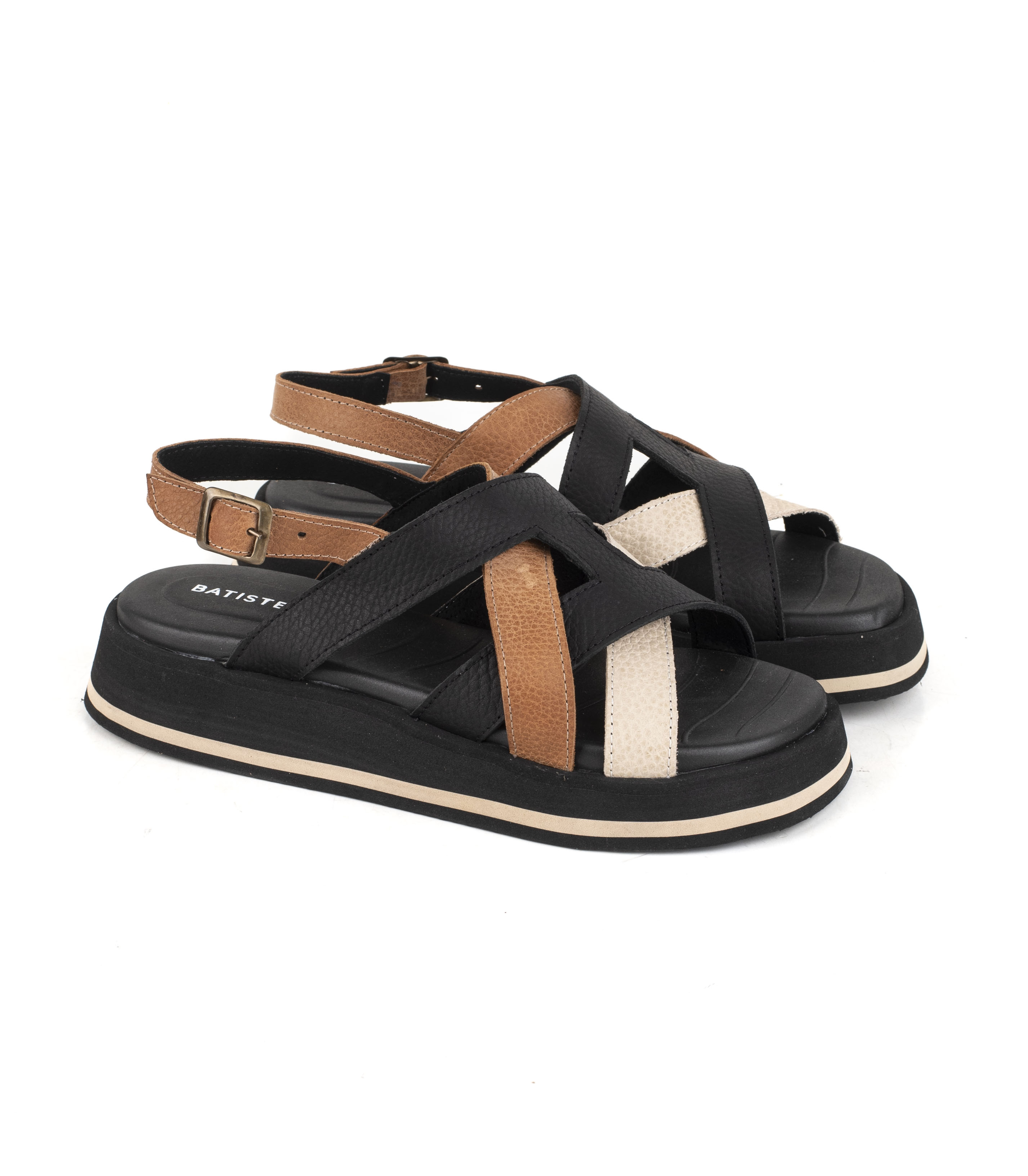 Sandalia baja de cuero con tiras combinadas de Batistella — imagen 5