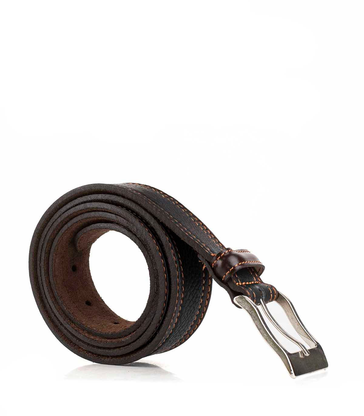 Cinturón de cuero con costuras Batistella