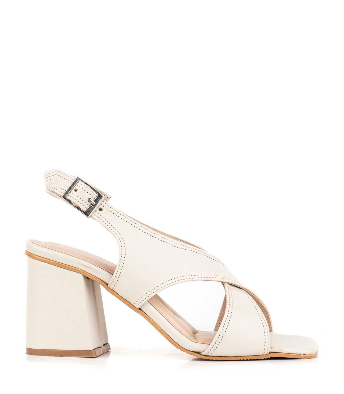 Sandalia de cuero taco ancho – Batistella