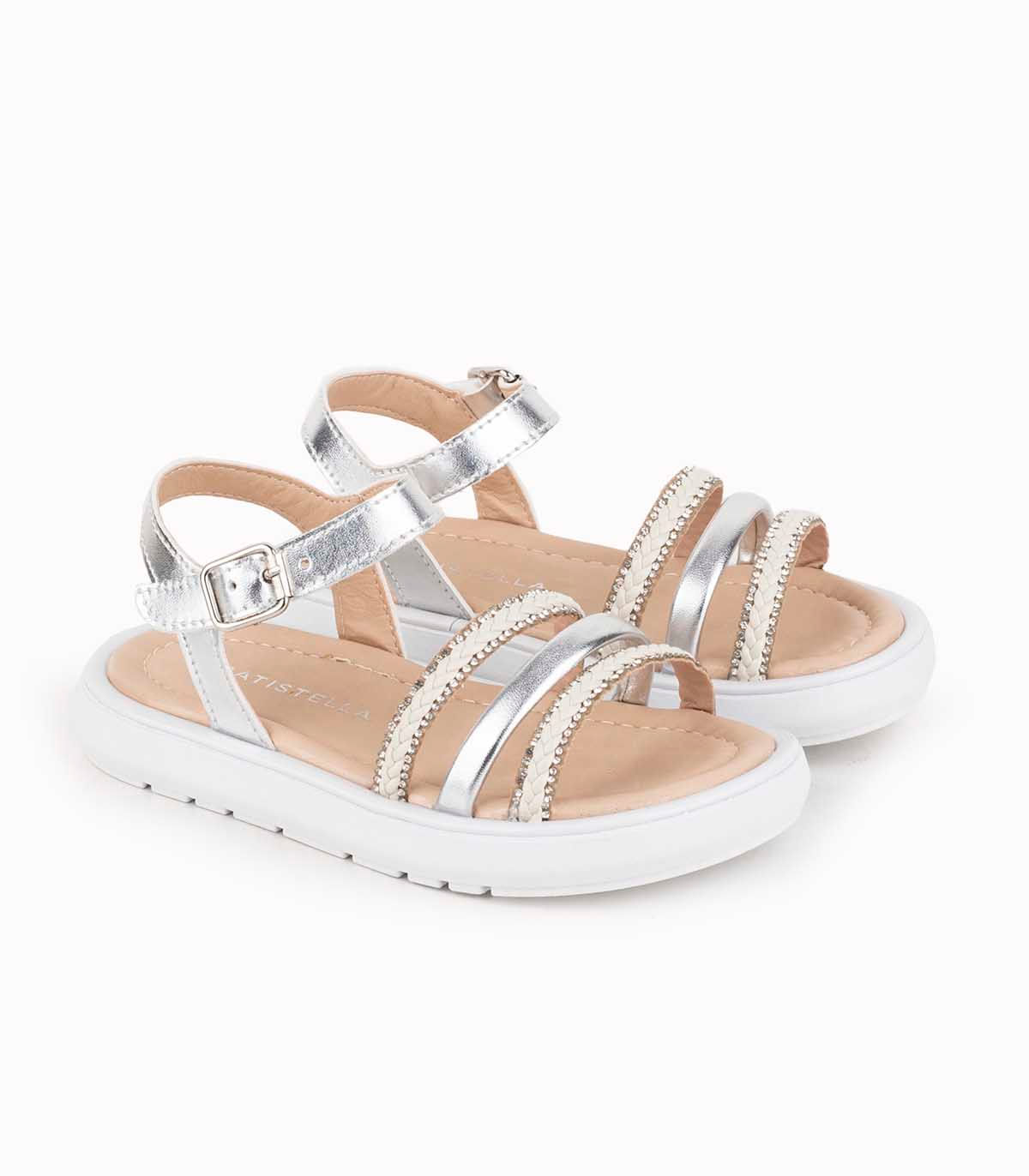 Sandalia baja simil con tiras brillantes — imagen 4