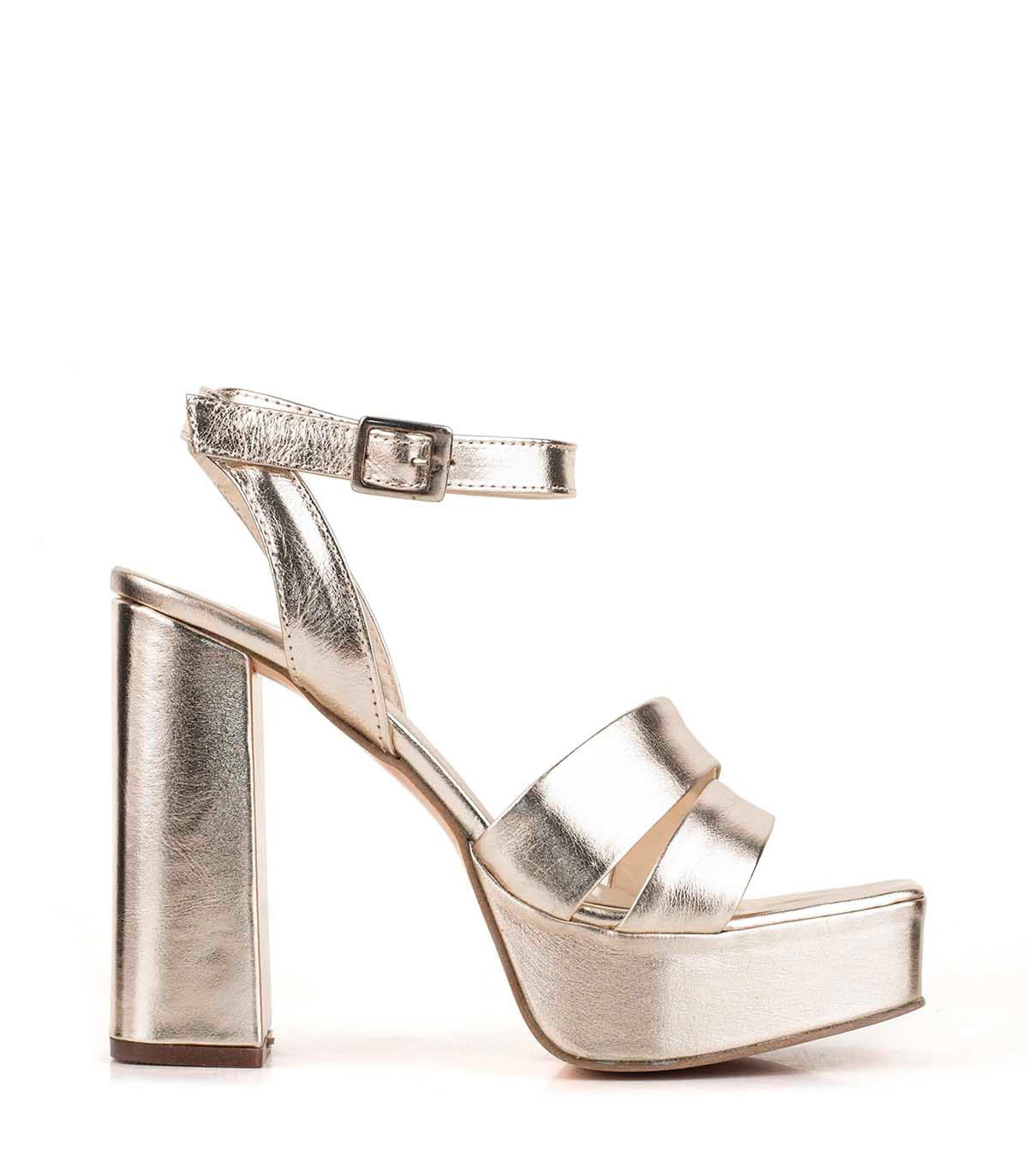 Sandalias de fiesta con cinta de cuero platino