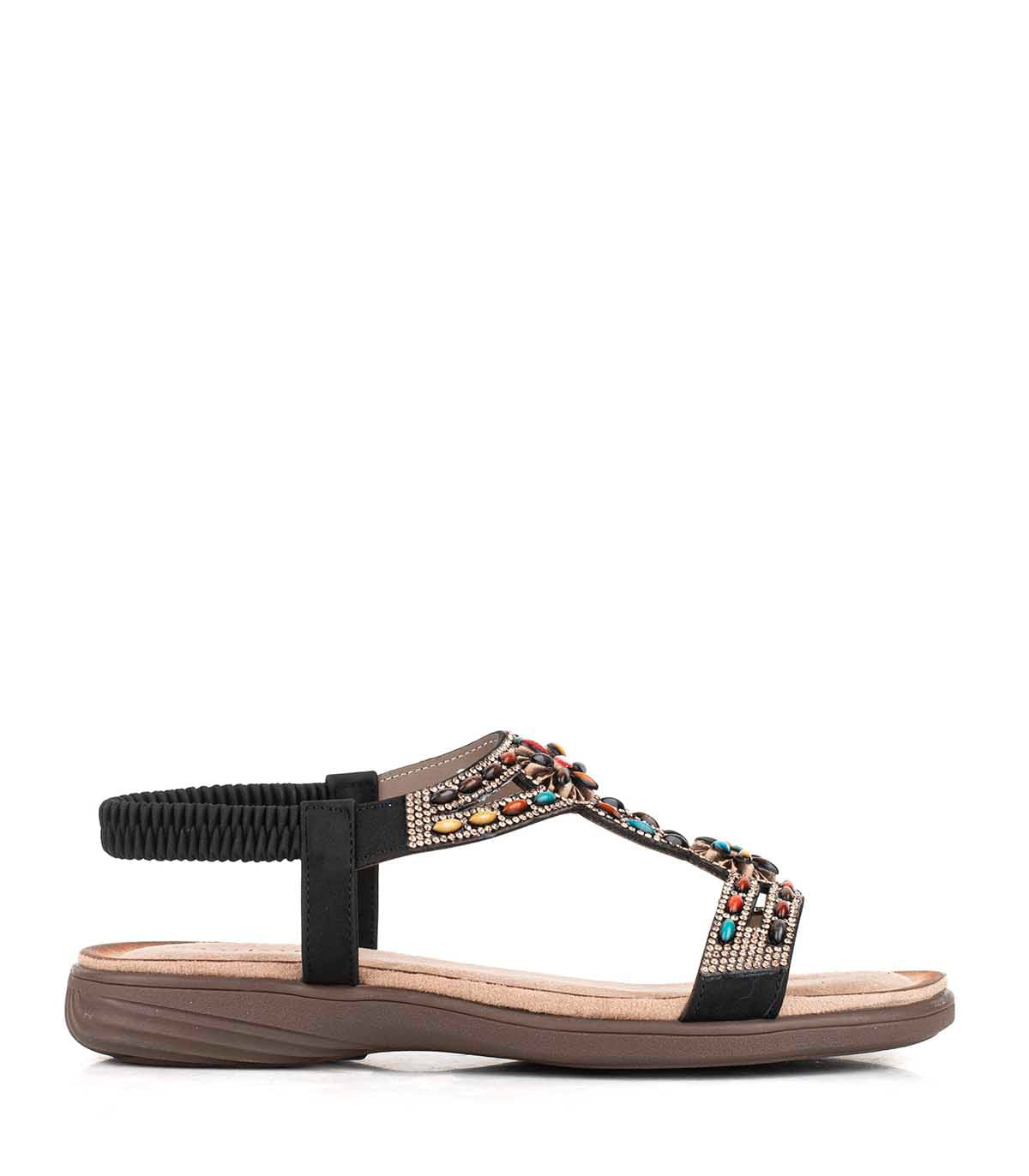 Sandalia baja simil con flores y piedras — imagen 2