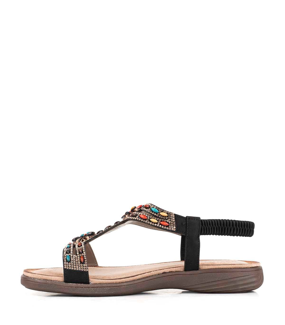 Sandalia baja simil con flores y piedras — imagen 3