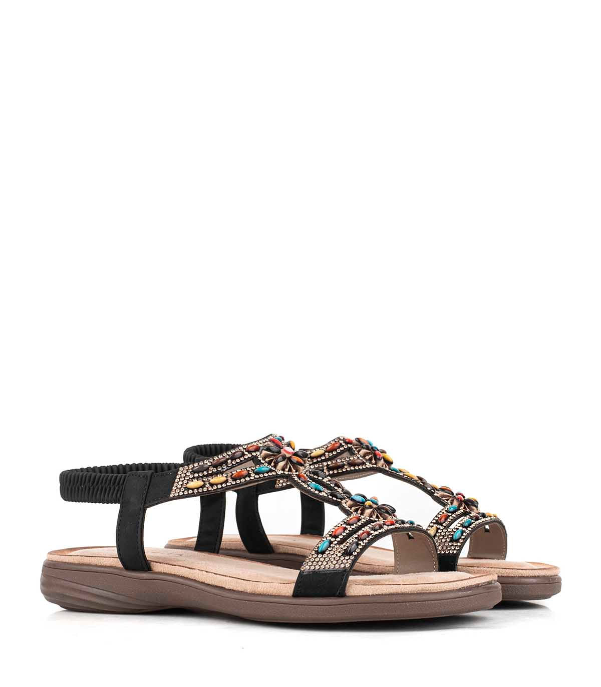 Sandalia baja simil con flores y piedras — imagen 4