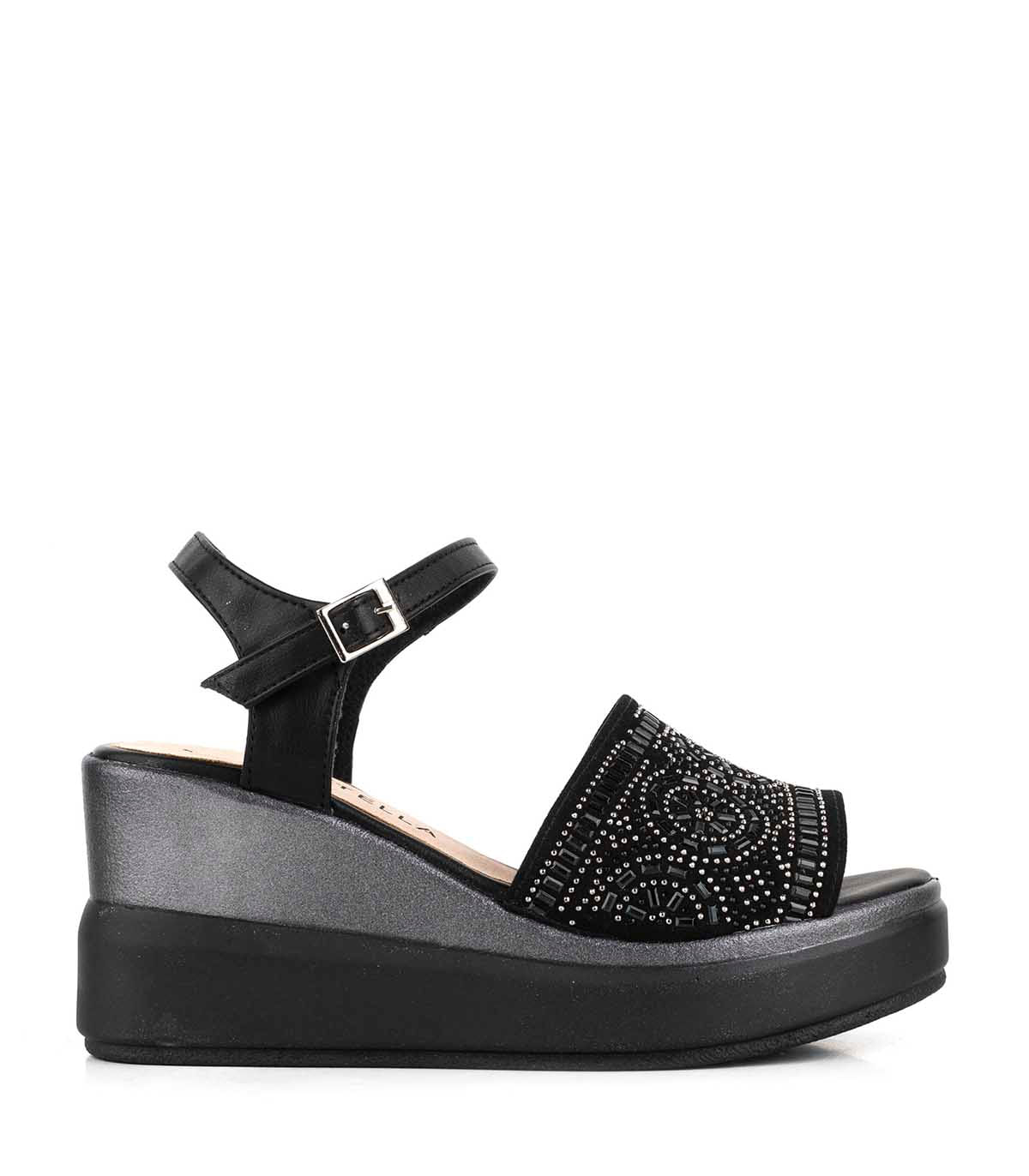 Sandalia simil cuero con plataforma