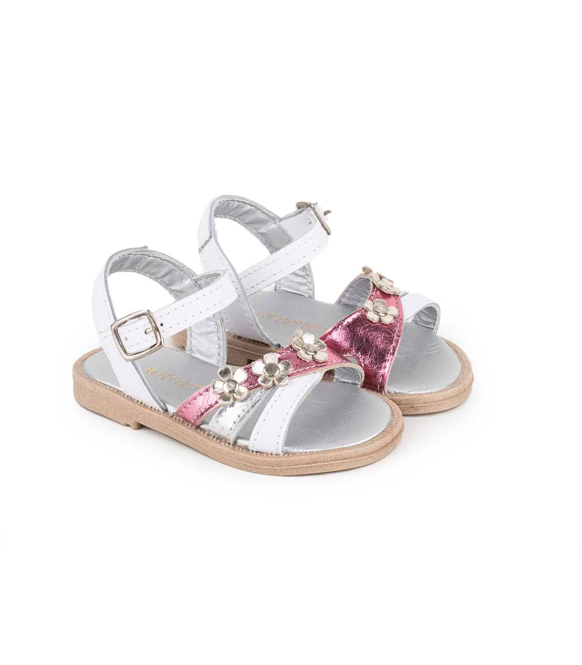 Sandalia de cuero con flores metálicas — imagen 5