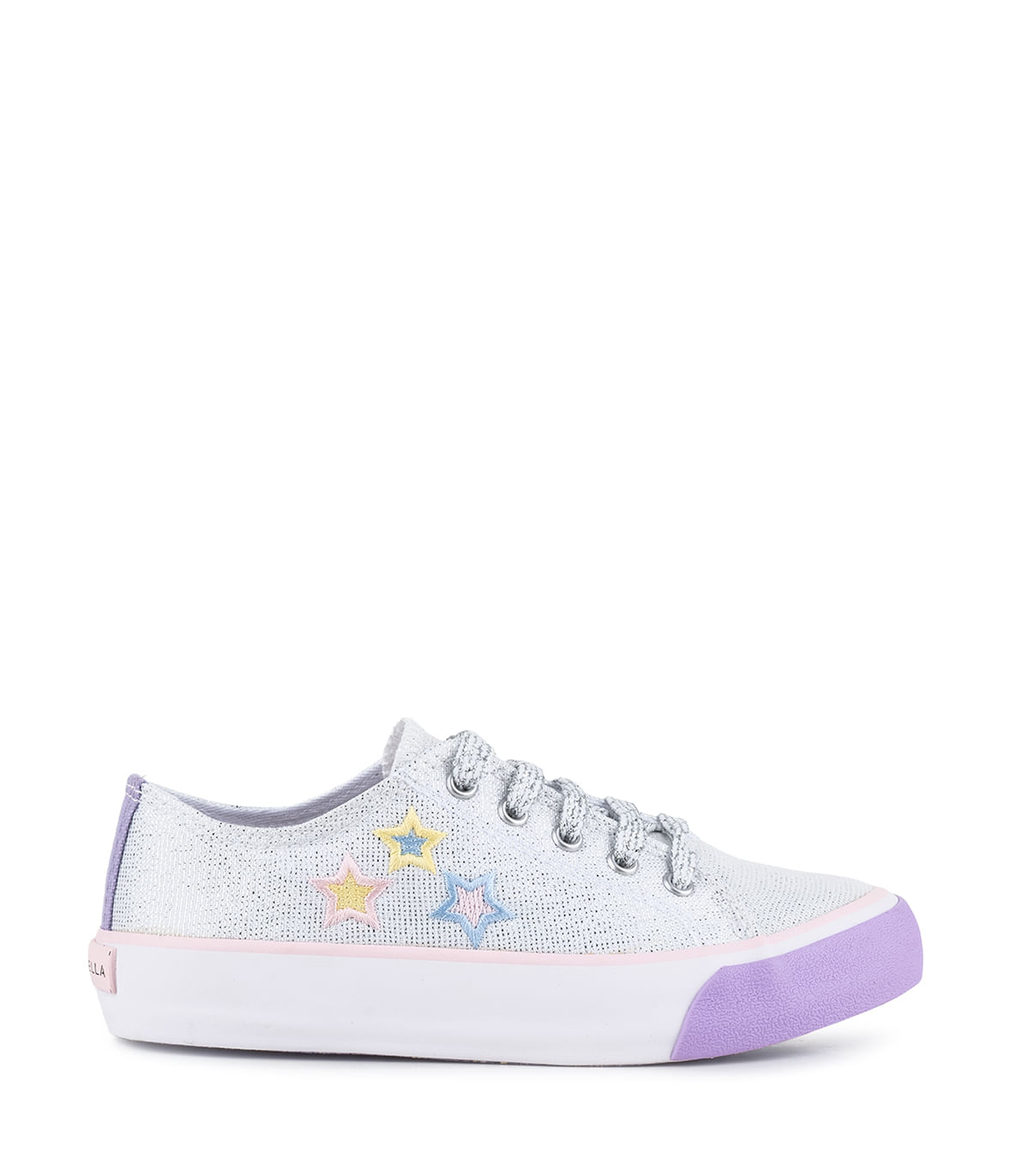 Zapatillas simil con brillo y estrellas bordadas