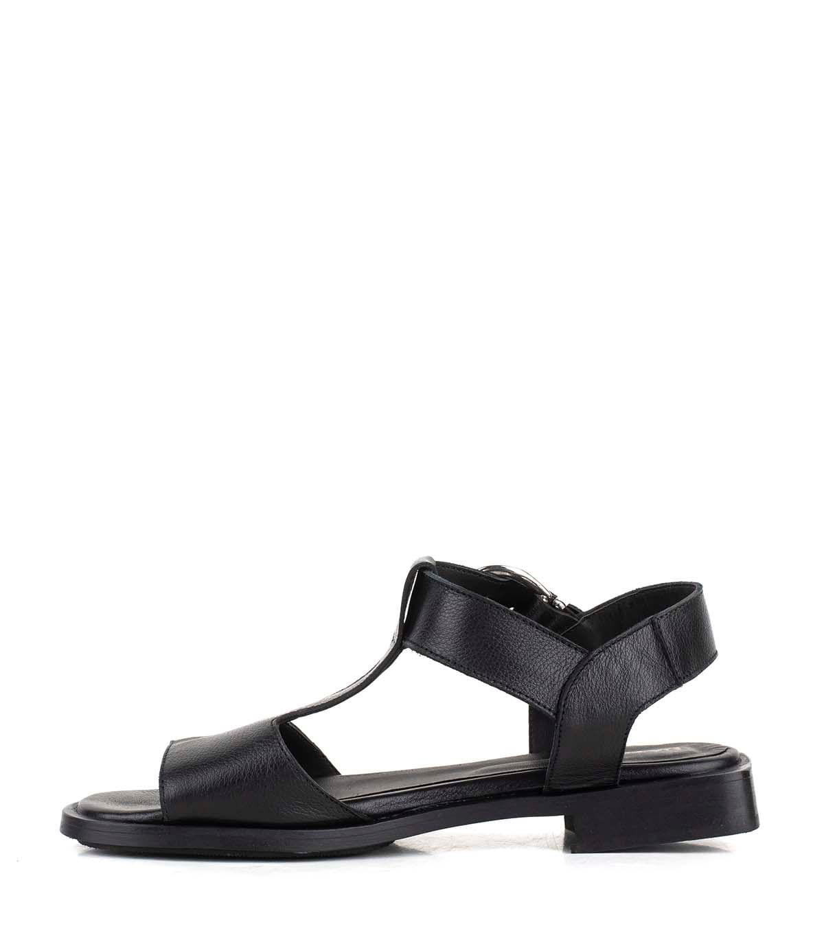 Sandalias bajas de cuero con hebilla regulable — imagen 2