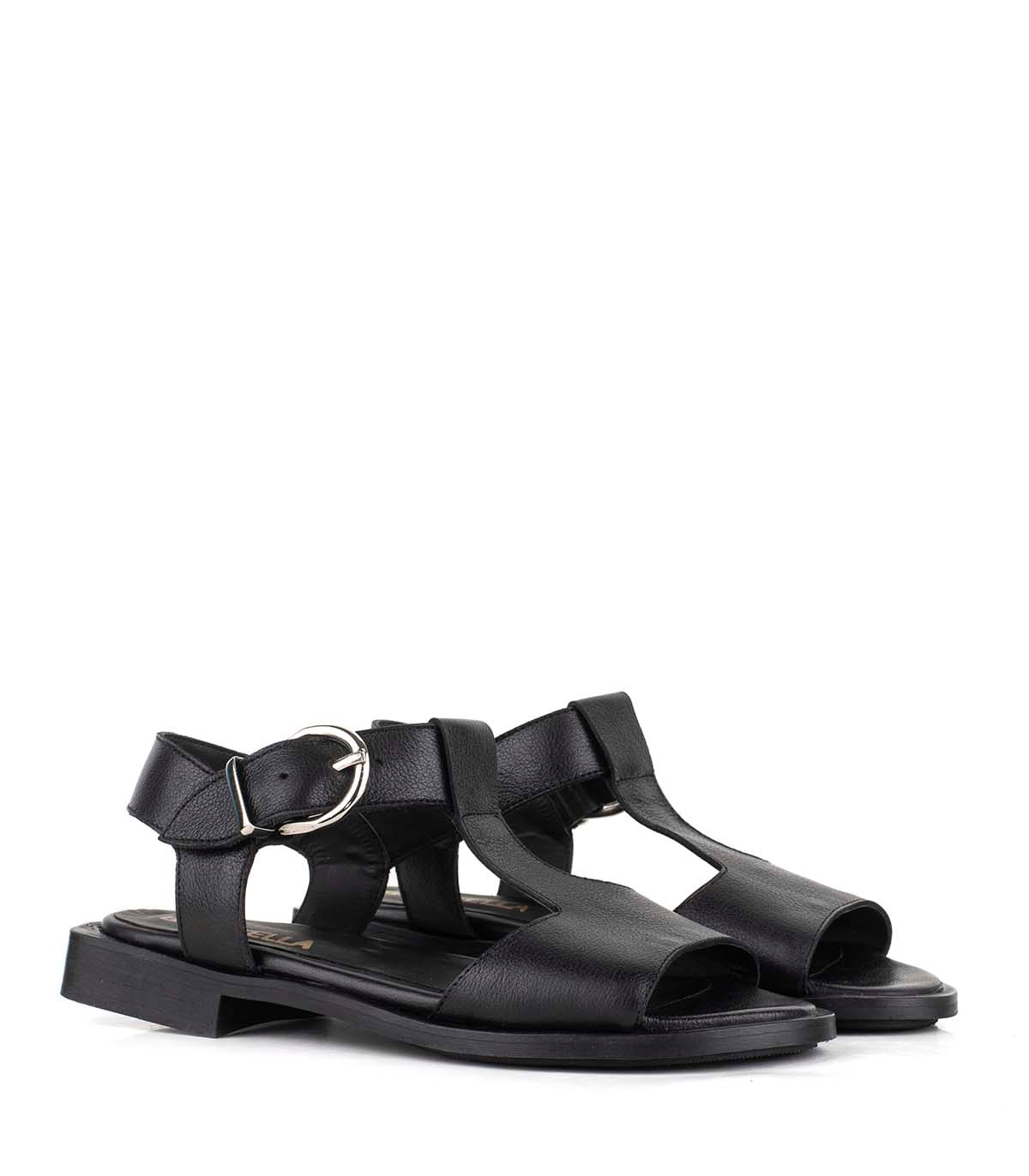 Sandalias bajas de cuero con hebilla regulable — imagen 4