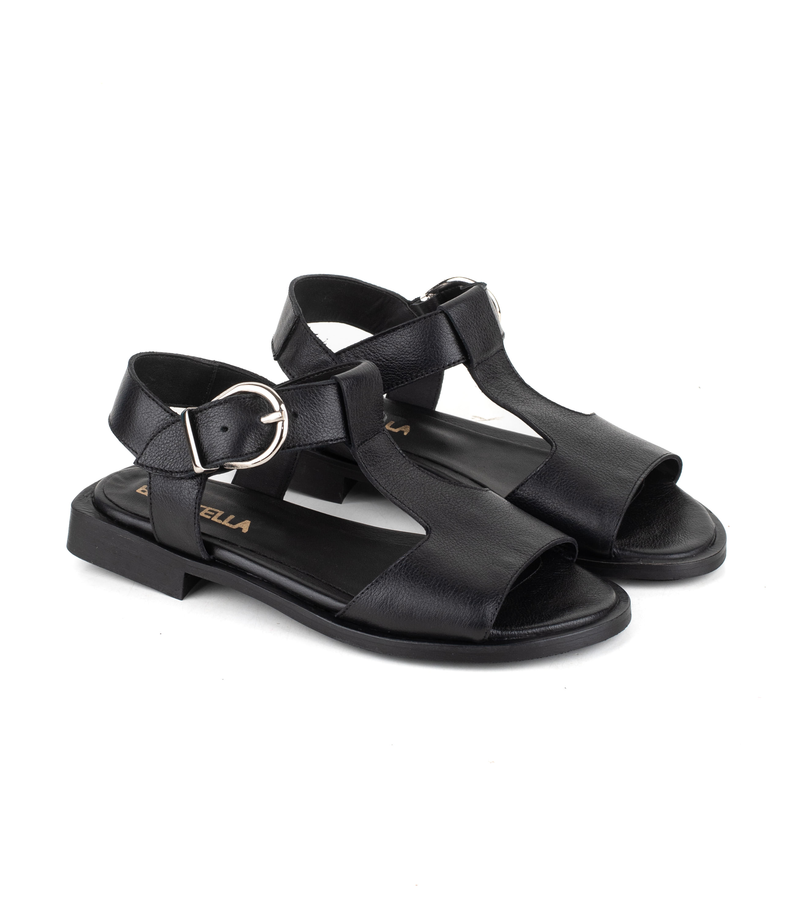 Sandalias bajas de cuero con hebilla regulable — imagen 5