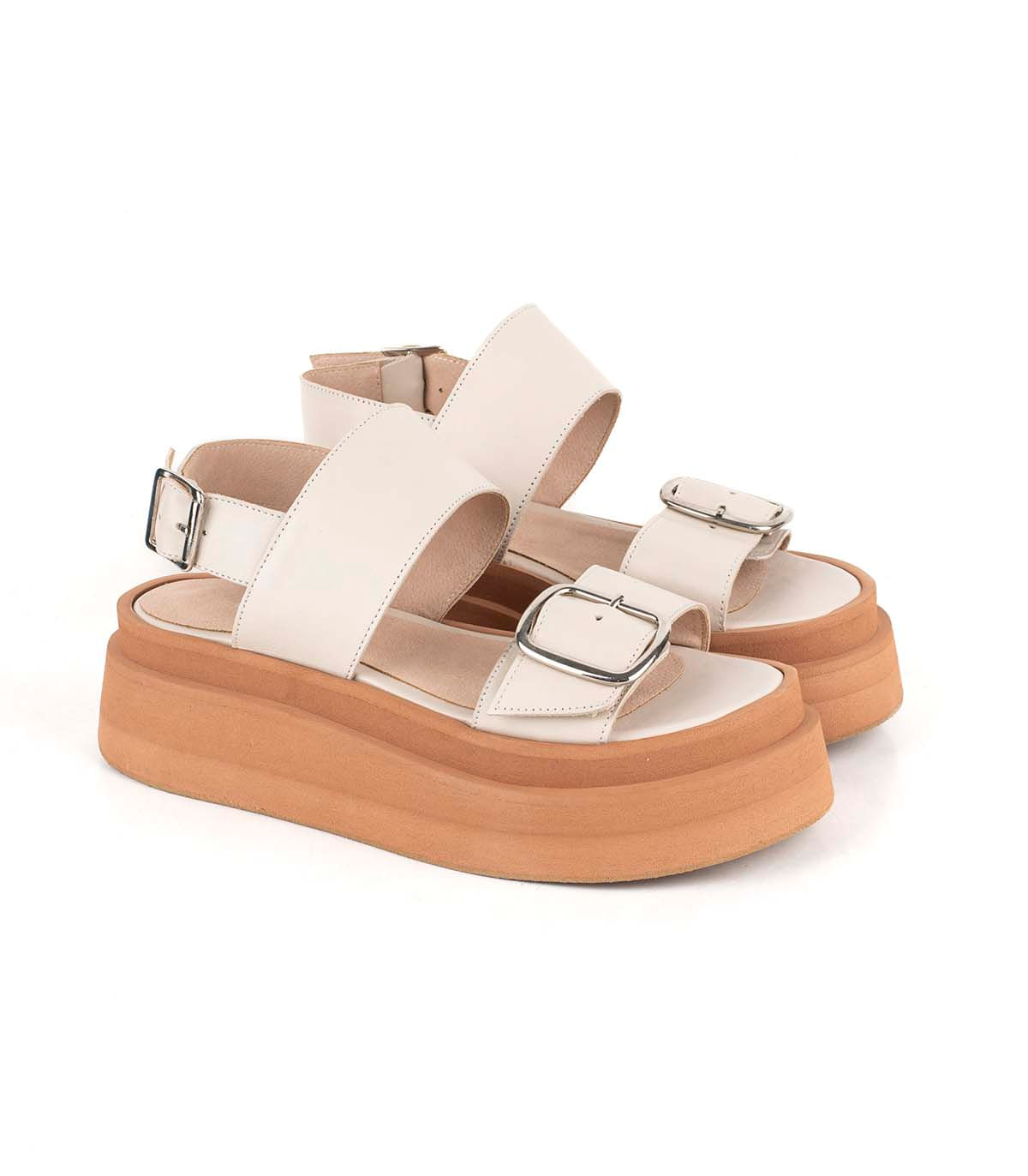 Sandalias de cuero con plataforma y hebillas metálicas — imagen 5