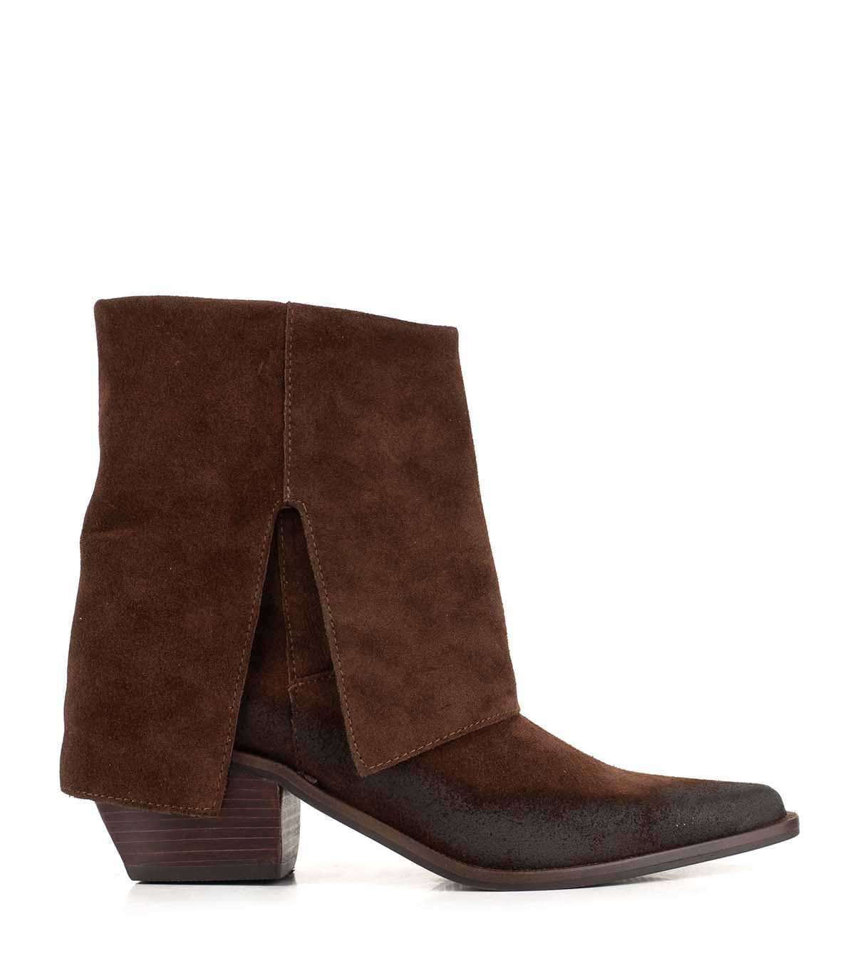 Bota corta de cuero gamuzado con taco medio — imagen 2