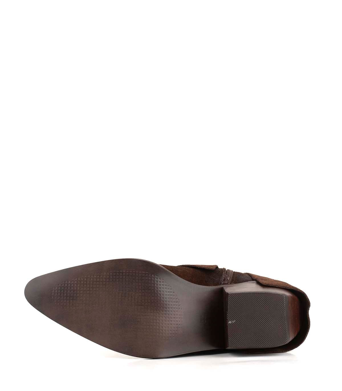 Bota corta de cuero gamuzado con taco medio — imagen 4