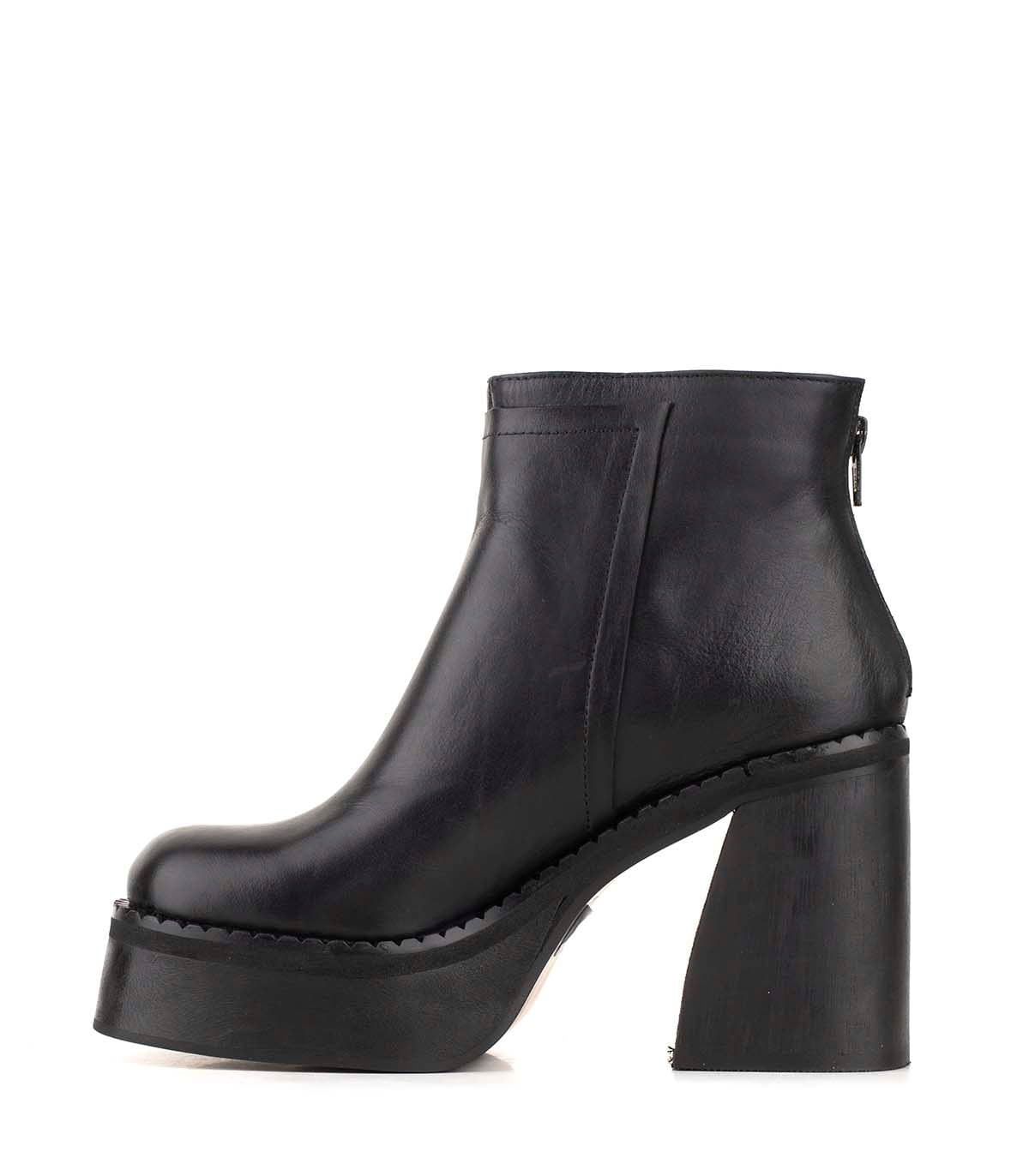 Bota corta de cuero con plataforma y taco alto — imagen 2