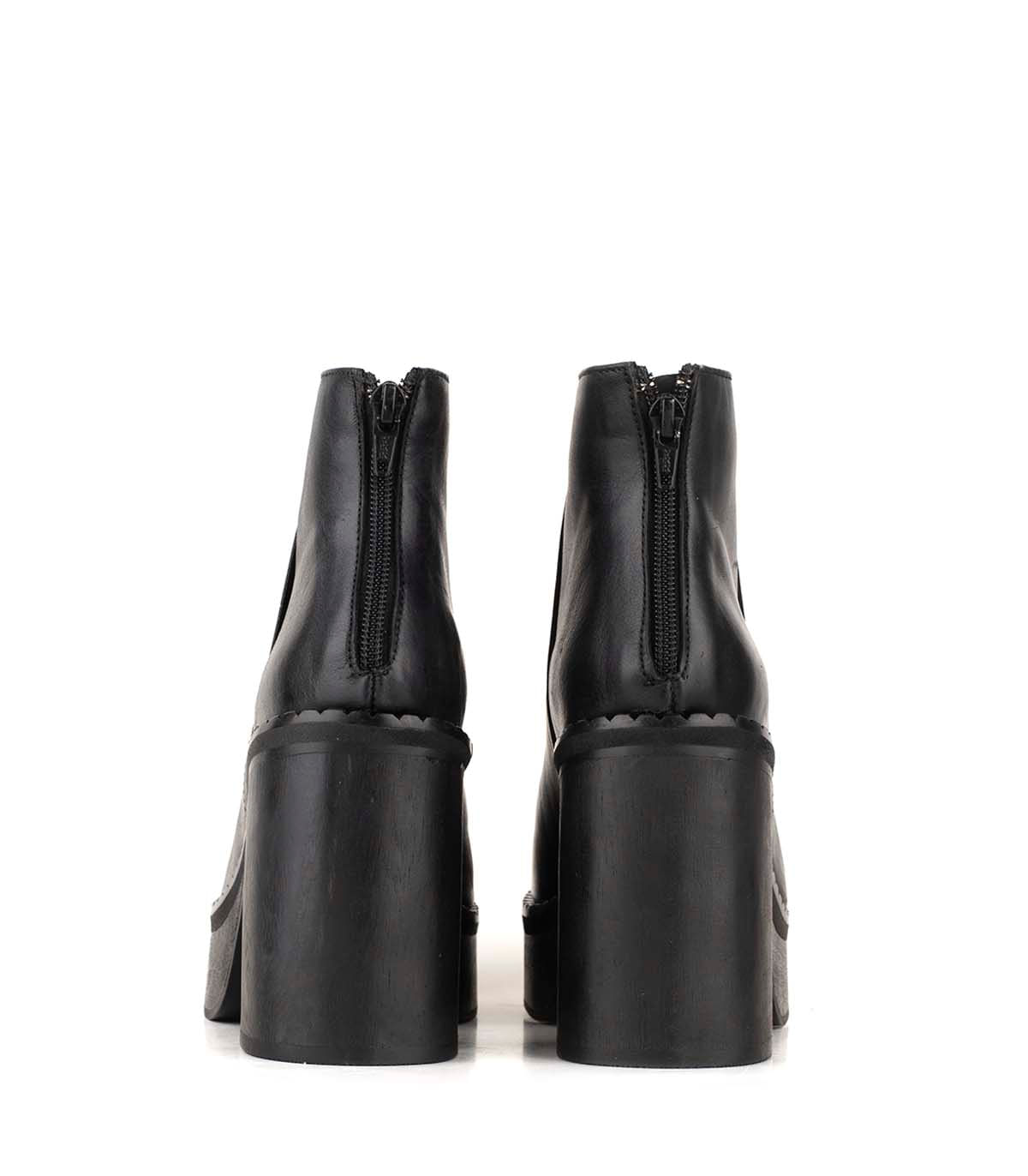 Bota corta de cuero con plataforma y taco alto — imagen 4
