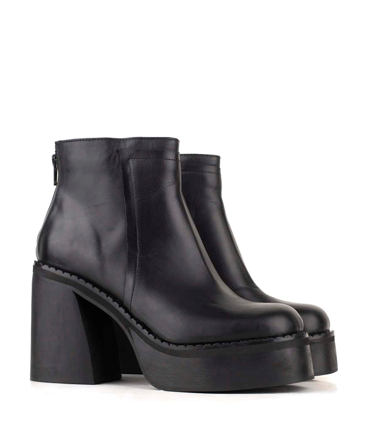Bota corta de cuero con plataforma y taco alto — imagen 5