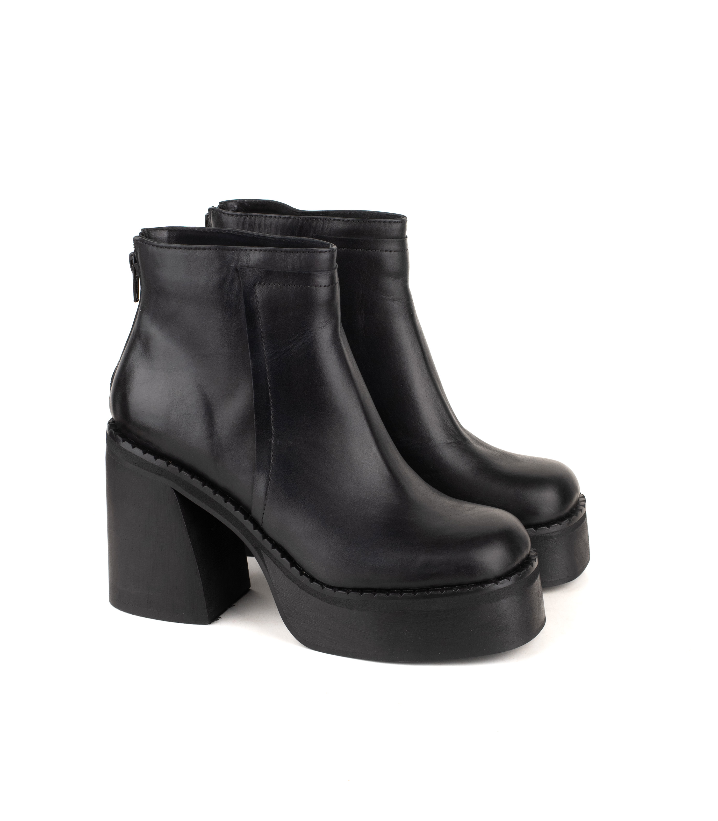 Bota corta de cuero con plataforma y taco alto — imagen 6