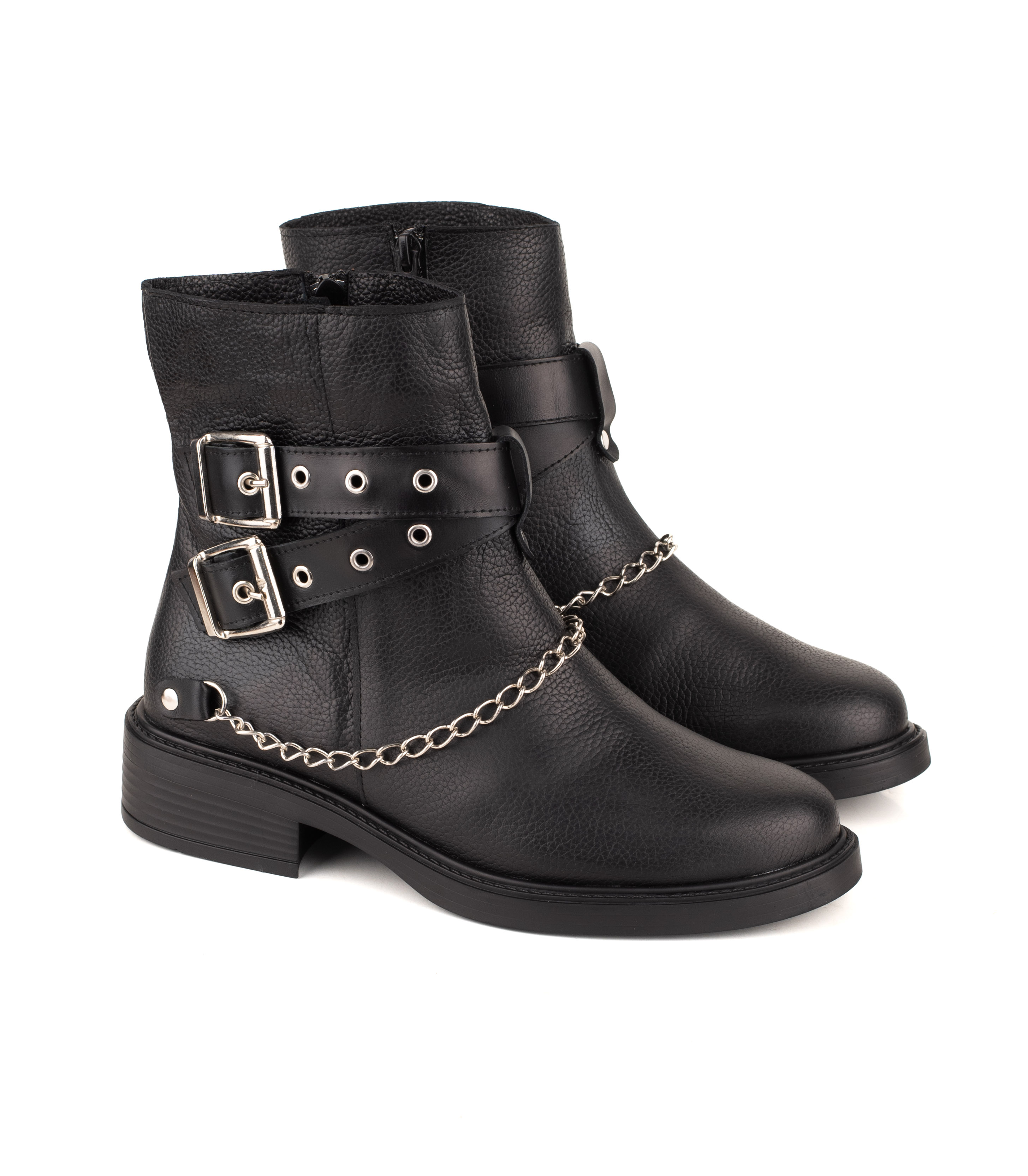 Bota biker de cuero con hebillas y cadena Batistella — imagen 5