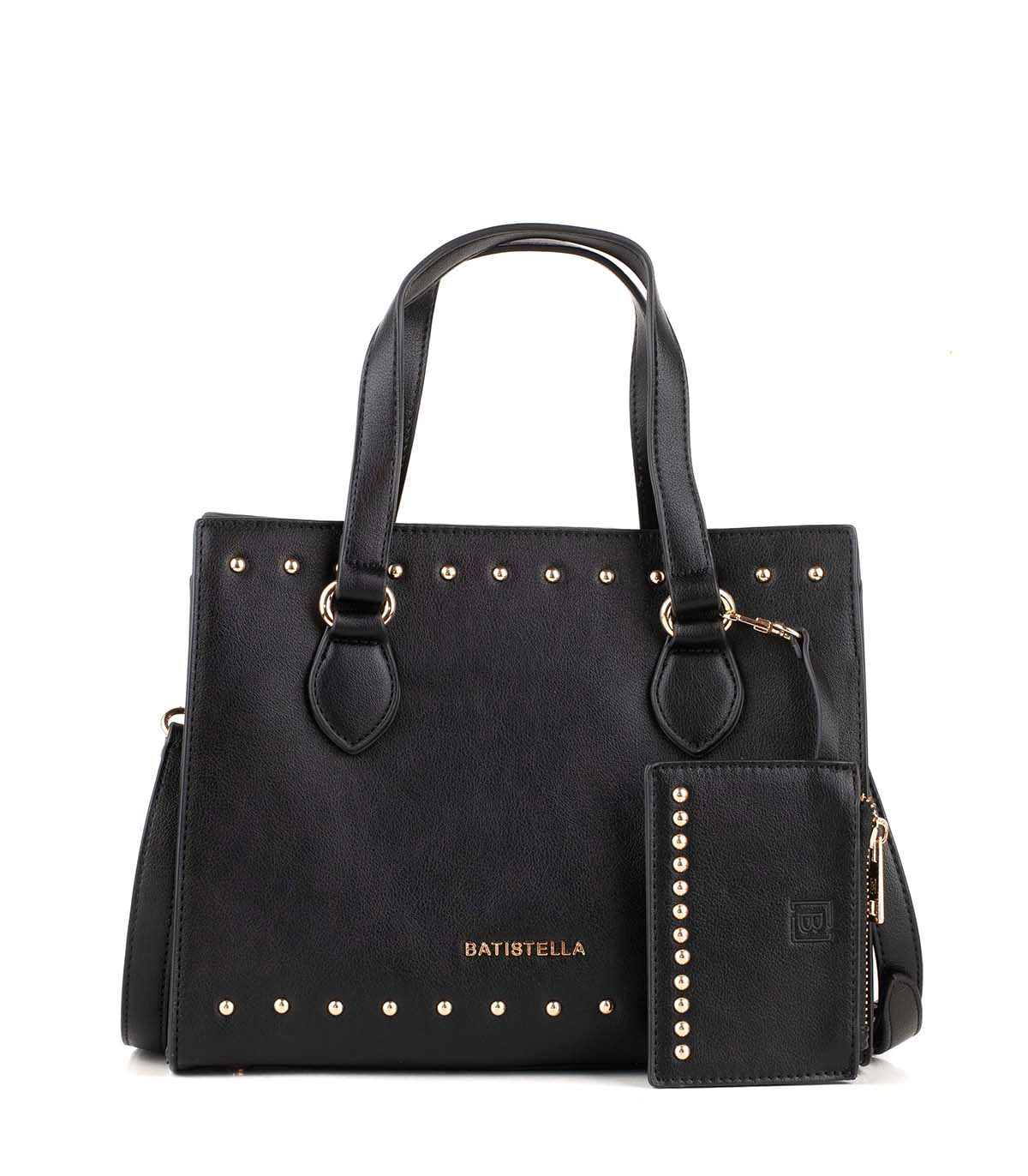 Cartera de simil cuero con tachas y billetera