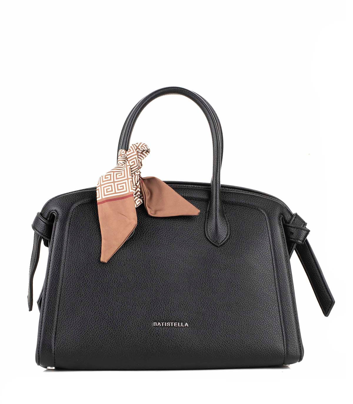 Cartera de simil cuero con doble asa y pañuelo