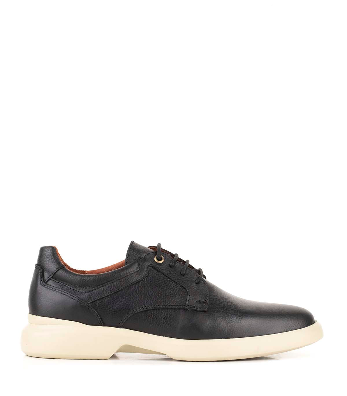 Zapato de cuero con cordones y suela deportiva camel Batistella