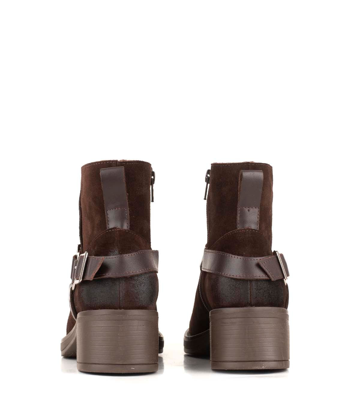 Bota corta de cuero y gamuza con hebillas — imagen 4