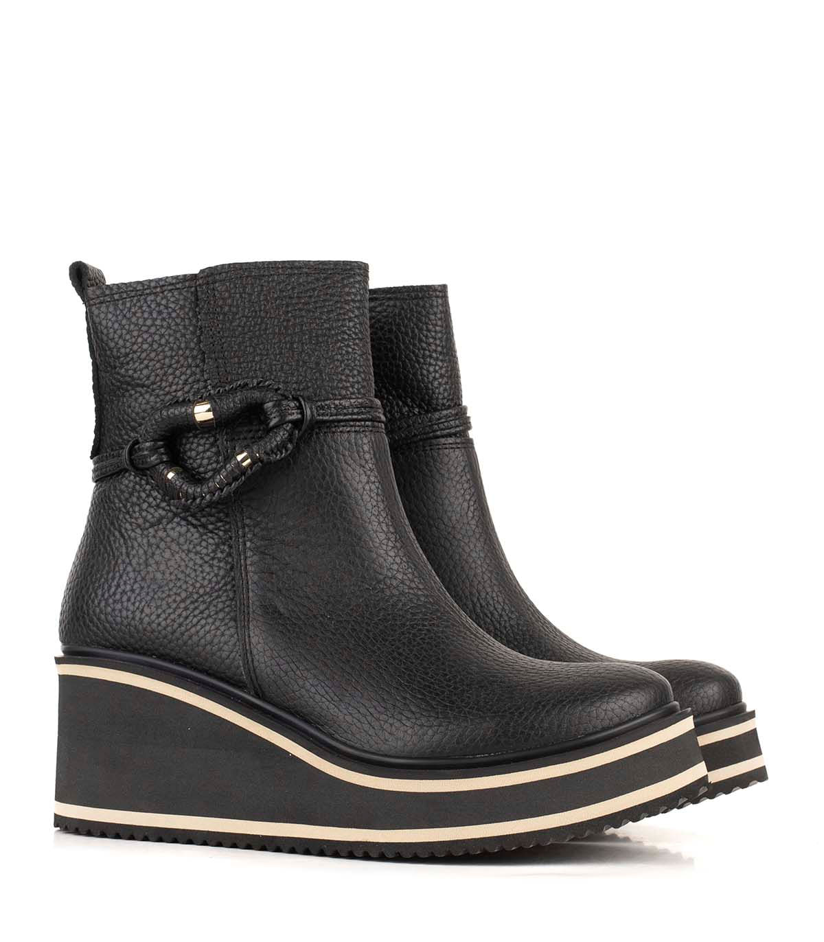 Bota de cuero graneado con plataforma — imagen 4
