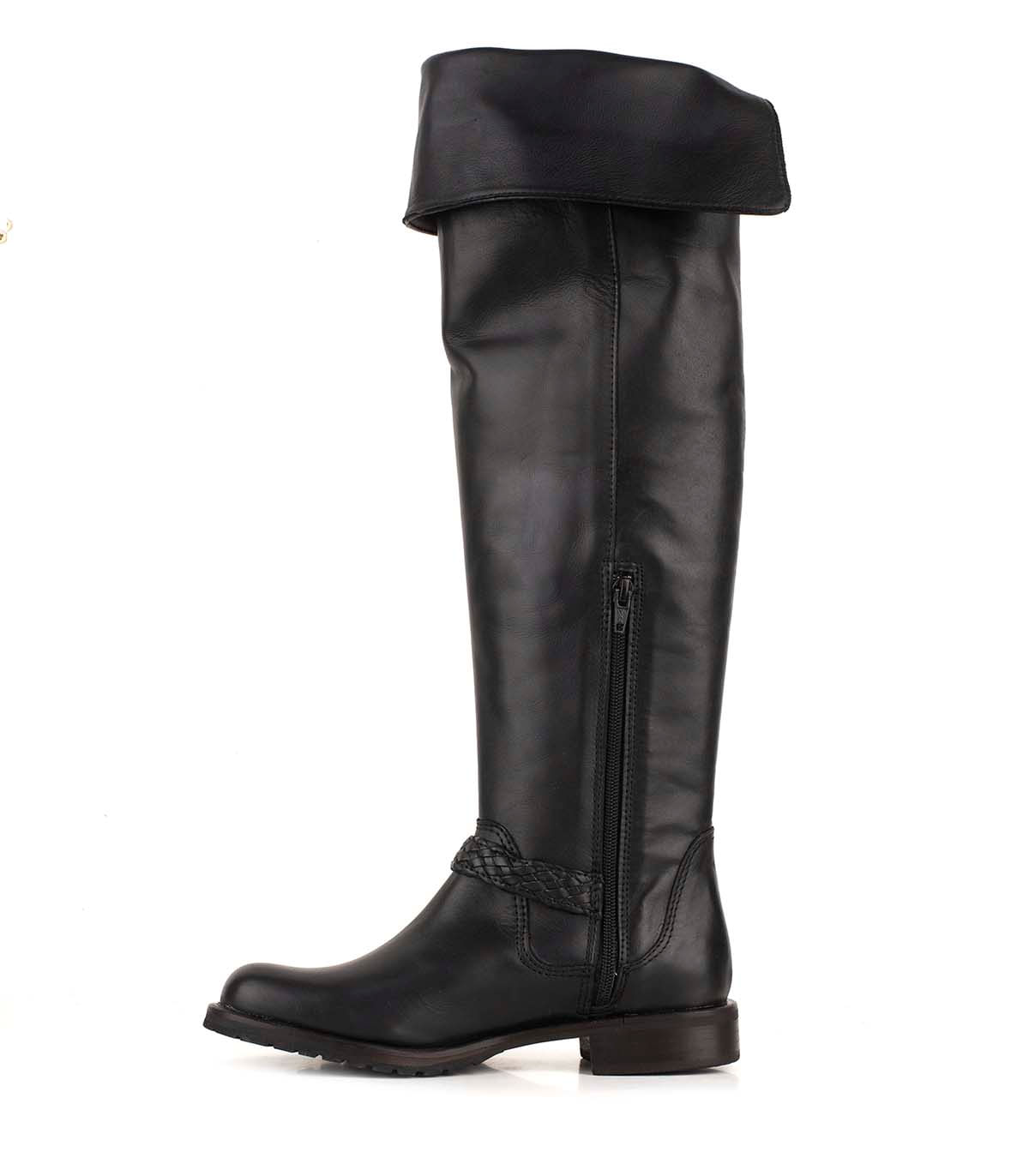 Bota alta de cuero lisa con detalle de aro metálico — imagen 2