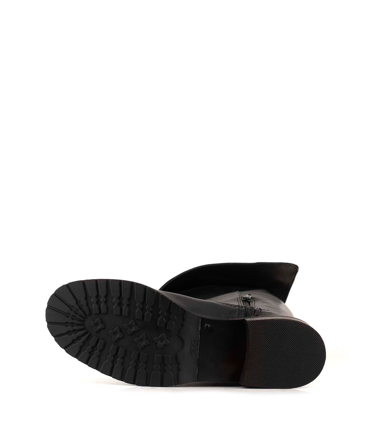 Bota alta de cuero lisa con detalle de aro metálico — imagen 3