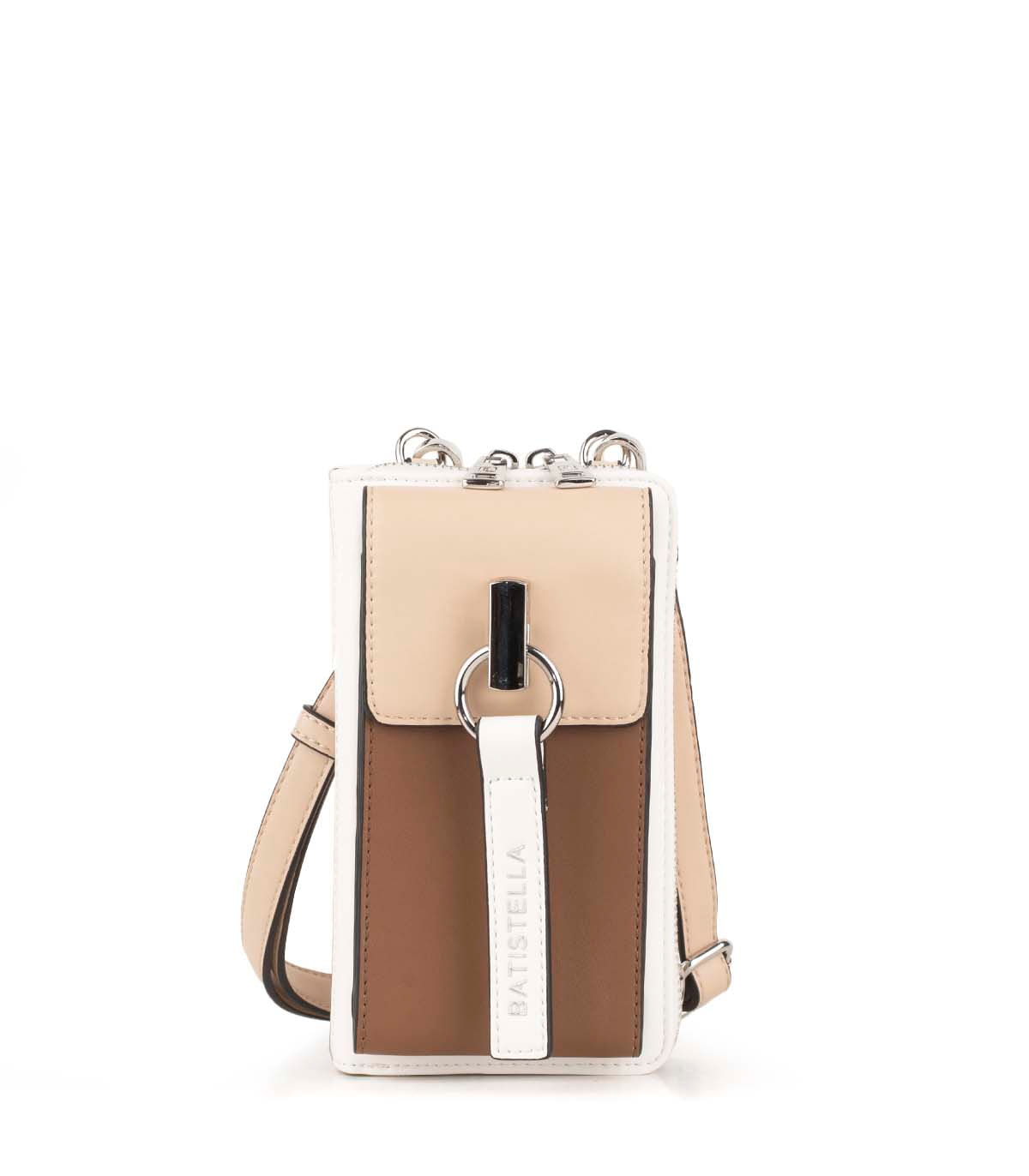 Bandolera simil porta celular combinada con solapa Batistella