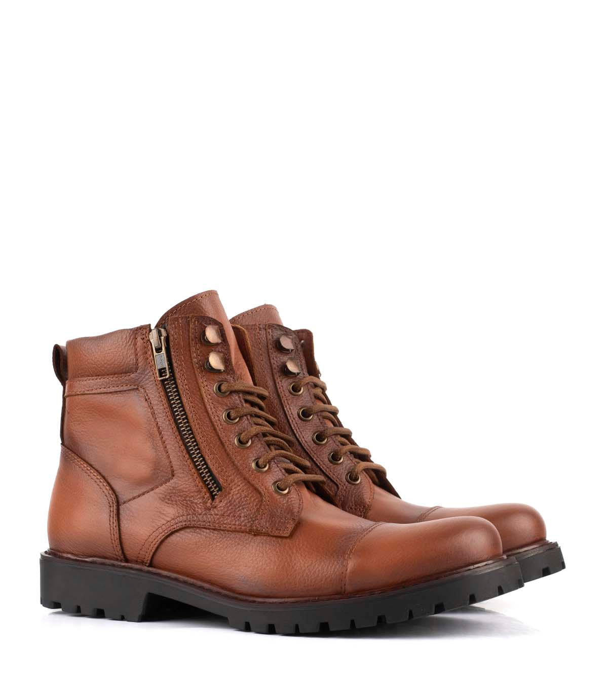 Borcego de cuero graneado con cordones — imagen 4
