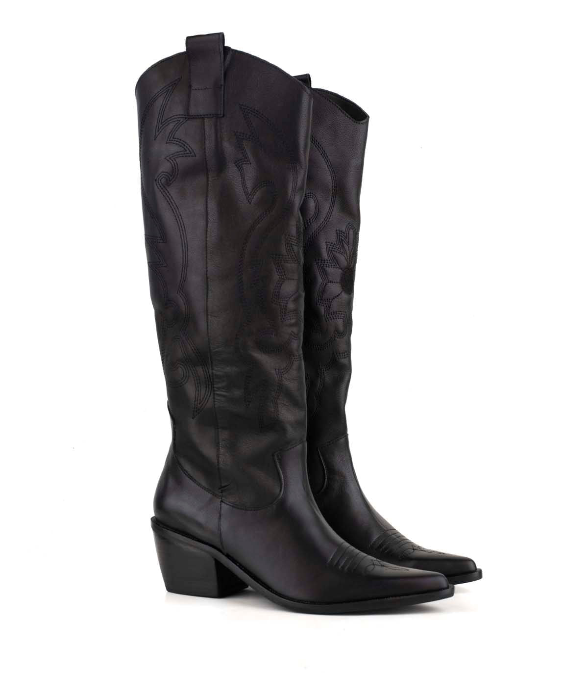 Bota texana alta de cuero con bordado — imagen 4