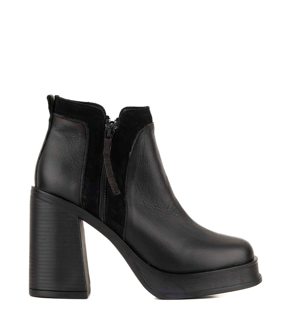 Botas cortas de cuero con plataforma
