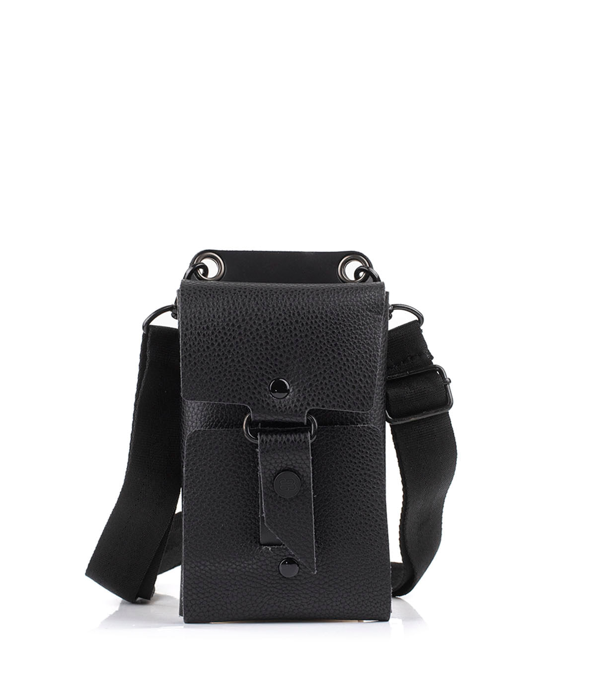 Bandolera compacta en simil cuero con correa regulable