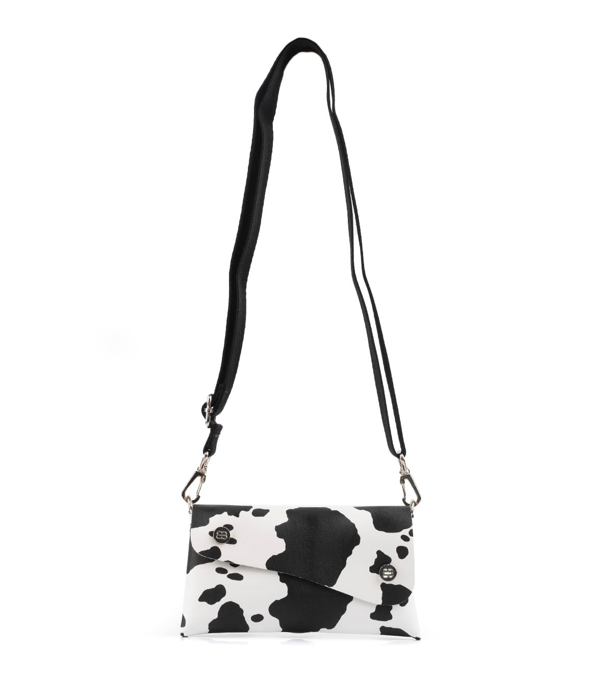 Bandolera tipo sobre en simil cuero con solapa y broche
