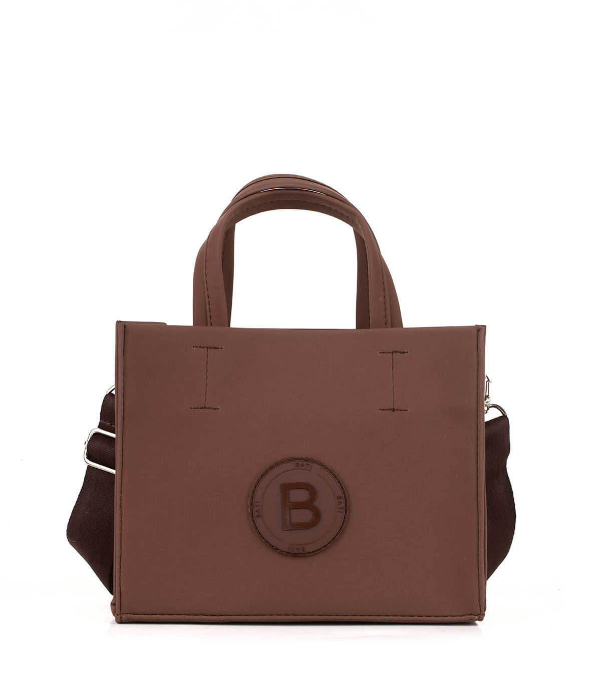 Cartera estructurada de simil cuero con doble asa y correa