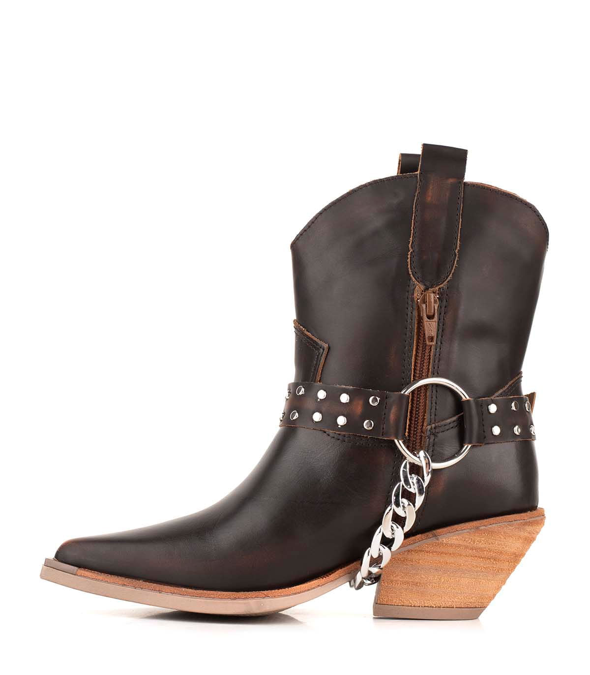 Bota texana de cuero con cadena y hebilla — imagen 2