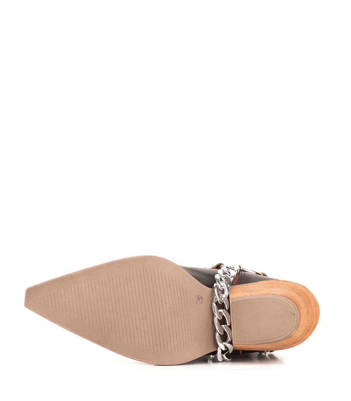 Bota texana de cuero con cadena y hebilla — imagen 3