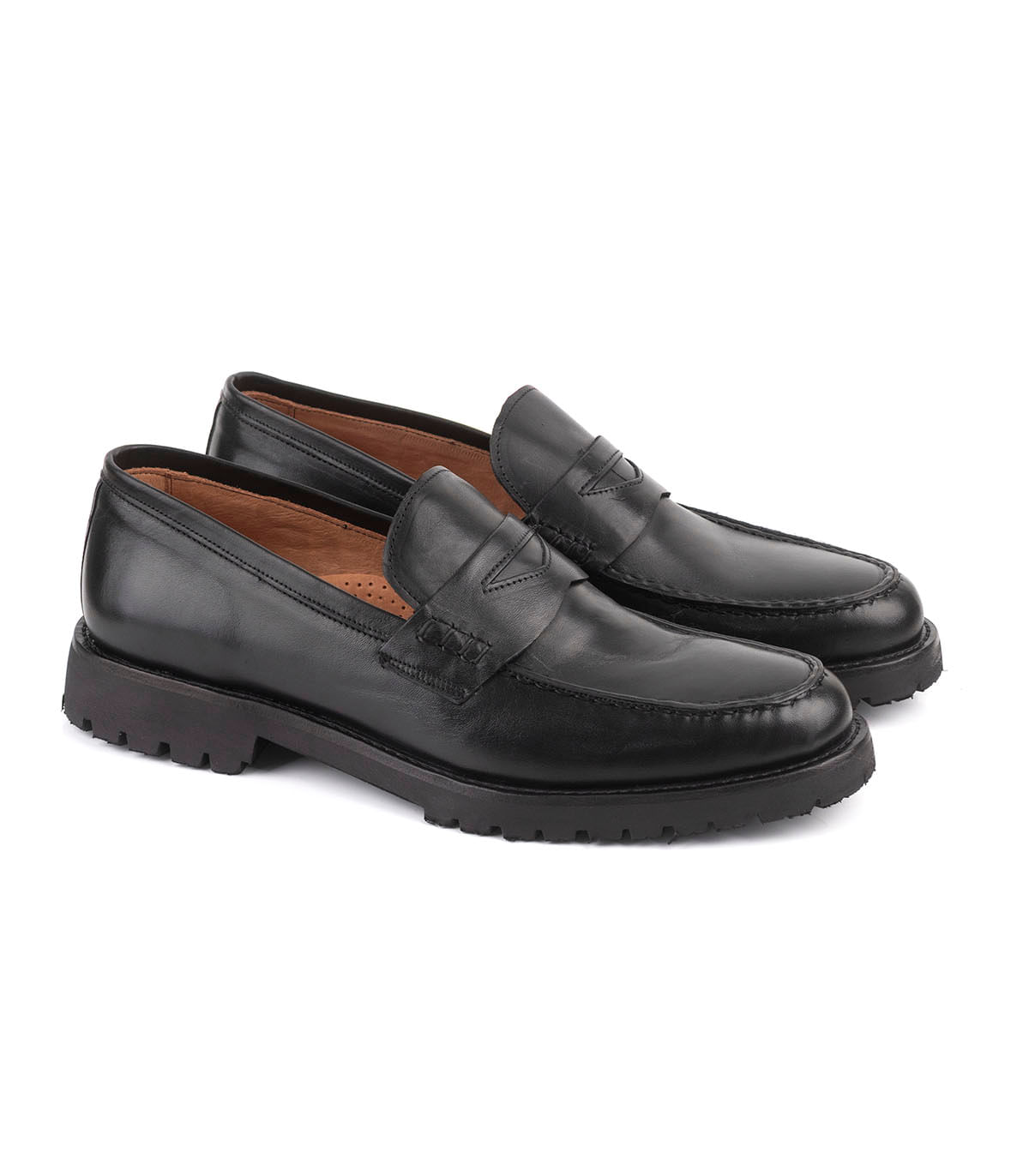 Mocasines de cuero con suela dentada camel Batistella — imagen 5