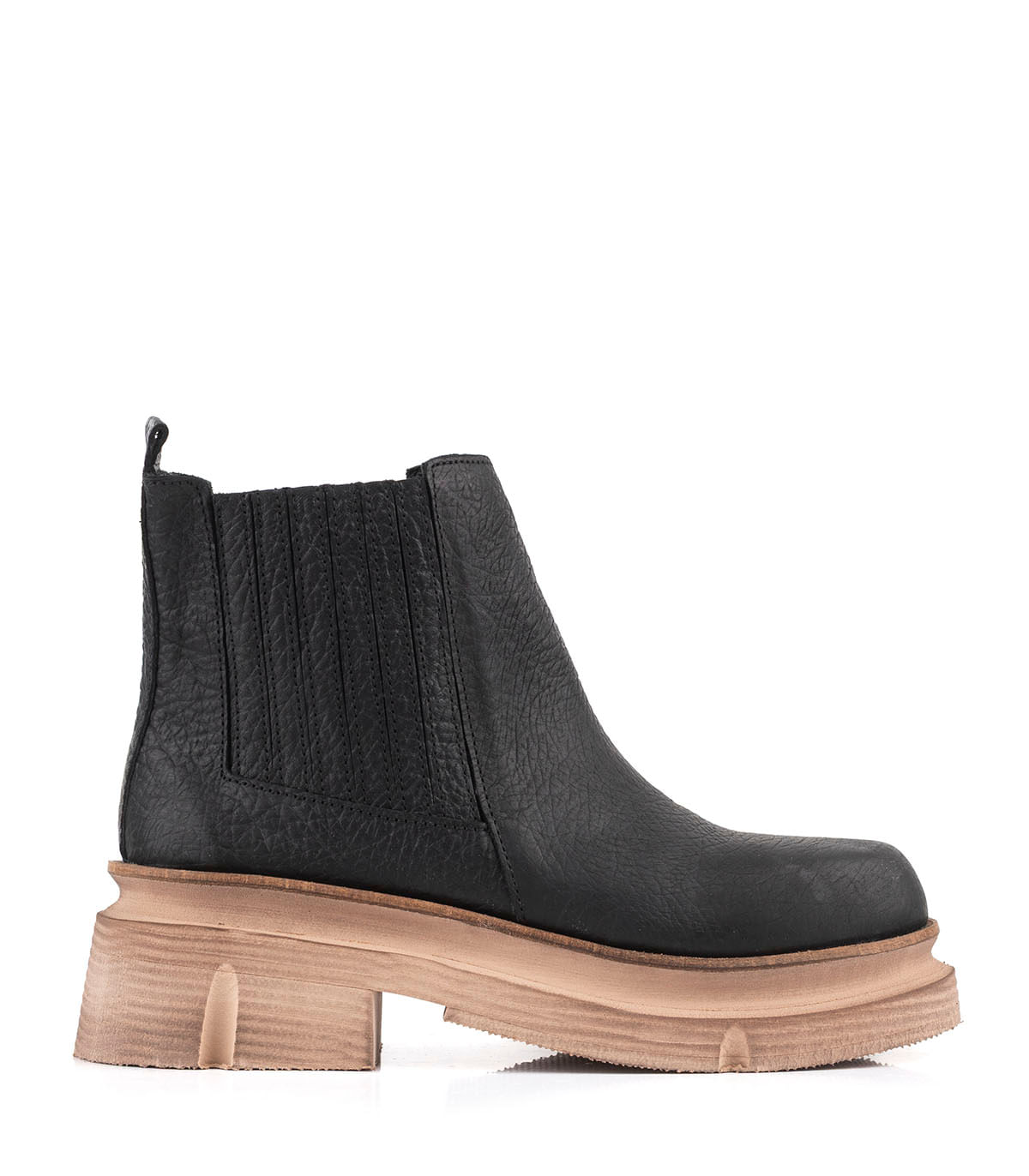 Botas cortas de cuero con plataforma y elástico lateral