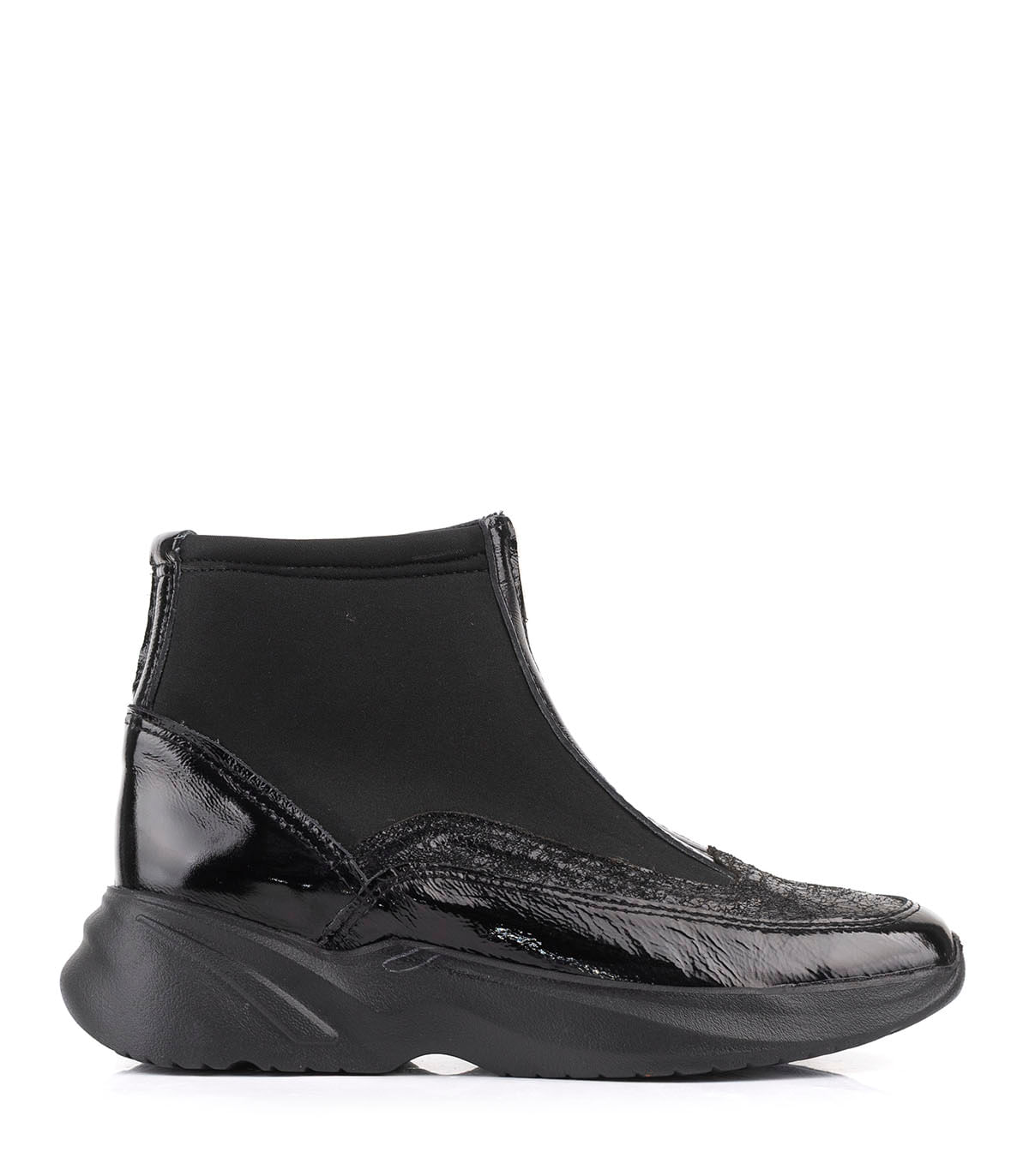 Botas cortas urbanas de cuero con cierre frontal
