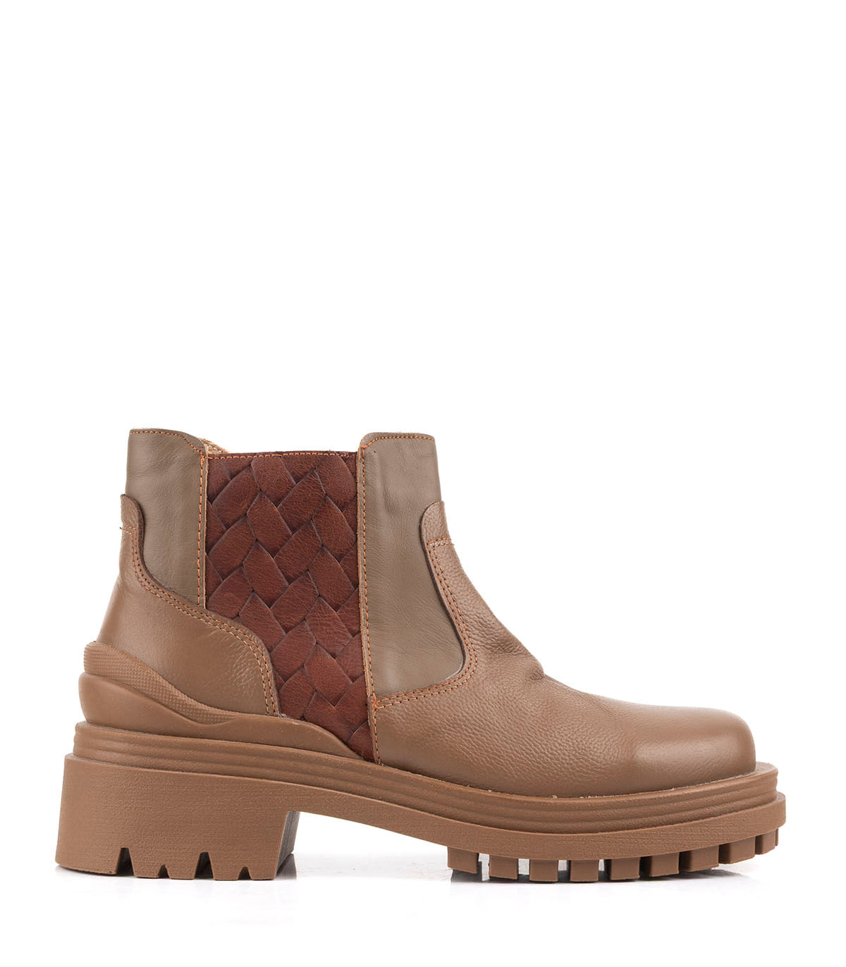 Botas cortas de cuero con plataforma y detalle trenzado