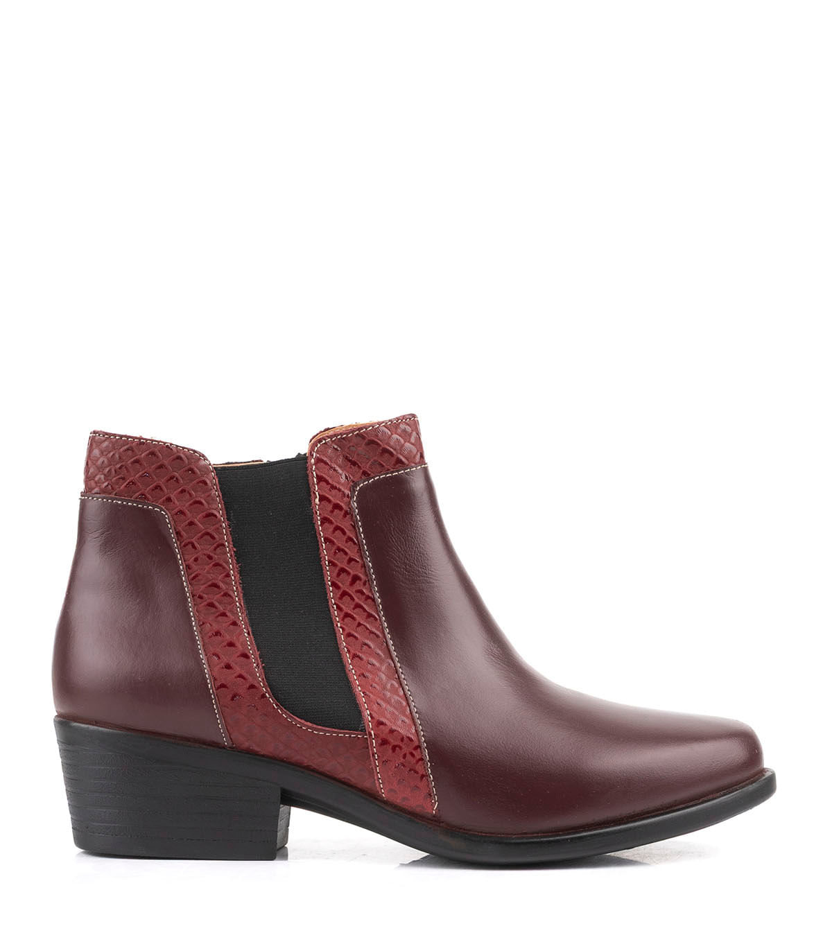 Botas cortas de cuero con detalle reptil y cierre - Batistella