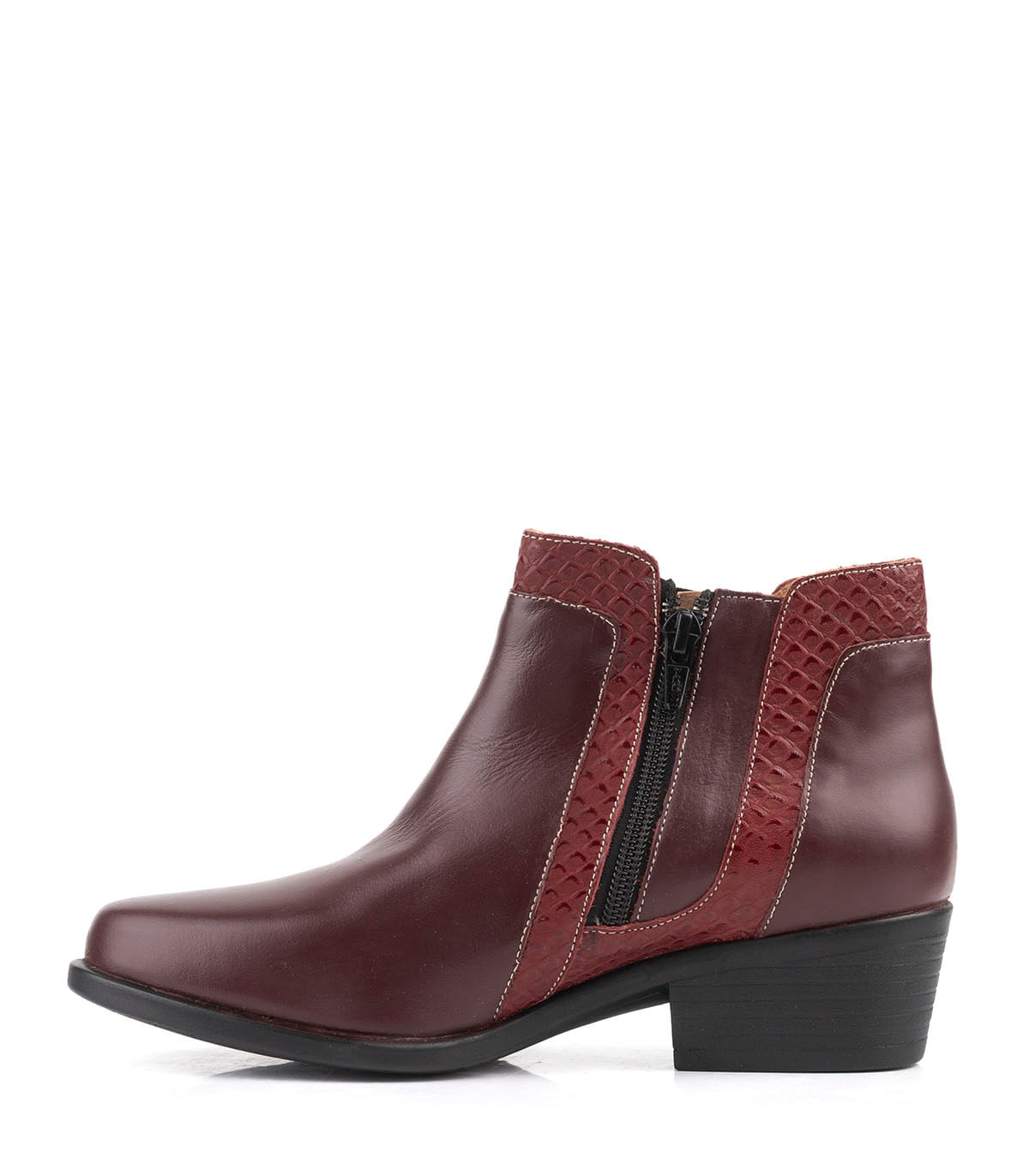 Botas cortas de cuero con detalle reptil y cierre - Batistella — imagen 2