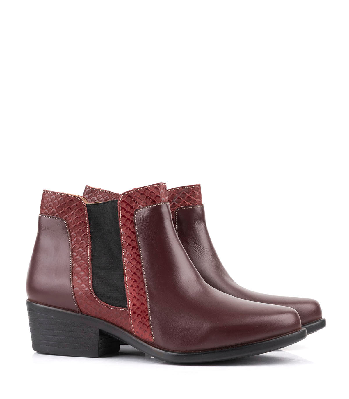 Botas cortas de cuero con detalle reptil y cierre - Batistella — imagen 4