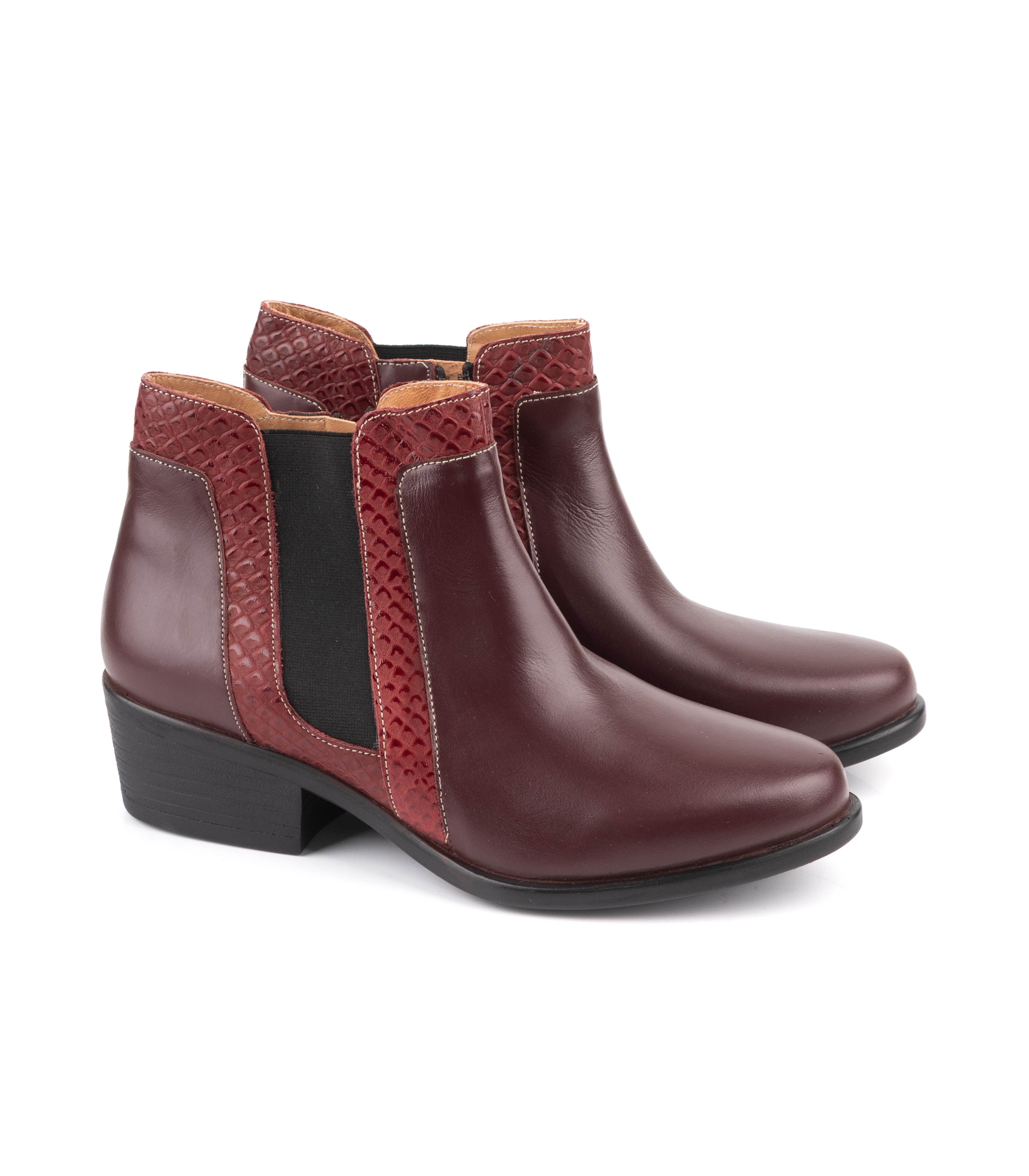 Botas cortas de cuero con detalle reptil y cierre - Batistella — imagen 5
