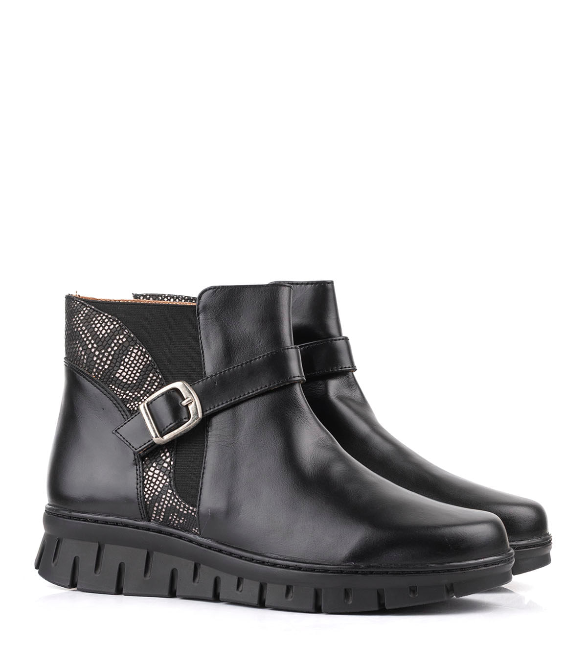 Botas cortas de cuero con hebilla y detalle reptil — imagen 3