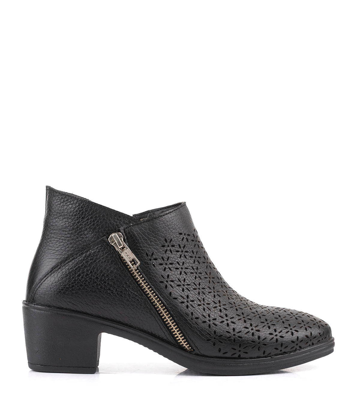 Botas cortas caladas de cuero con cierre lateral